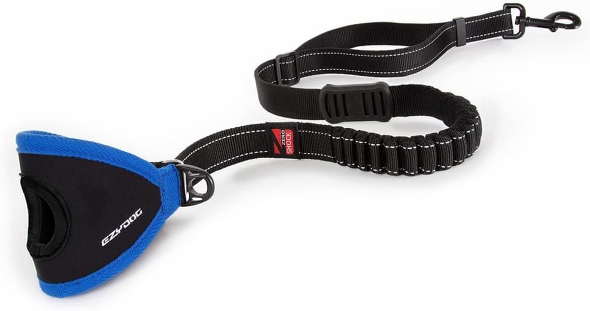 EzyDog Handy 48 Bungee Dog Leash - Best Hands-Free Running Leash for Dogs with Shock-Absorbing Technology & Reflective Stitching - Adjustable 36-48 Inch Training Lead (Black) - Perfect for Jogging, Hiking and Daily Walks with Your Pet