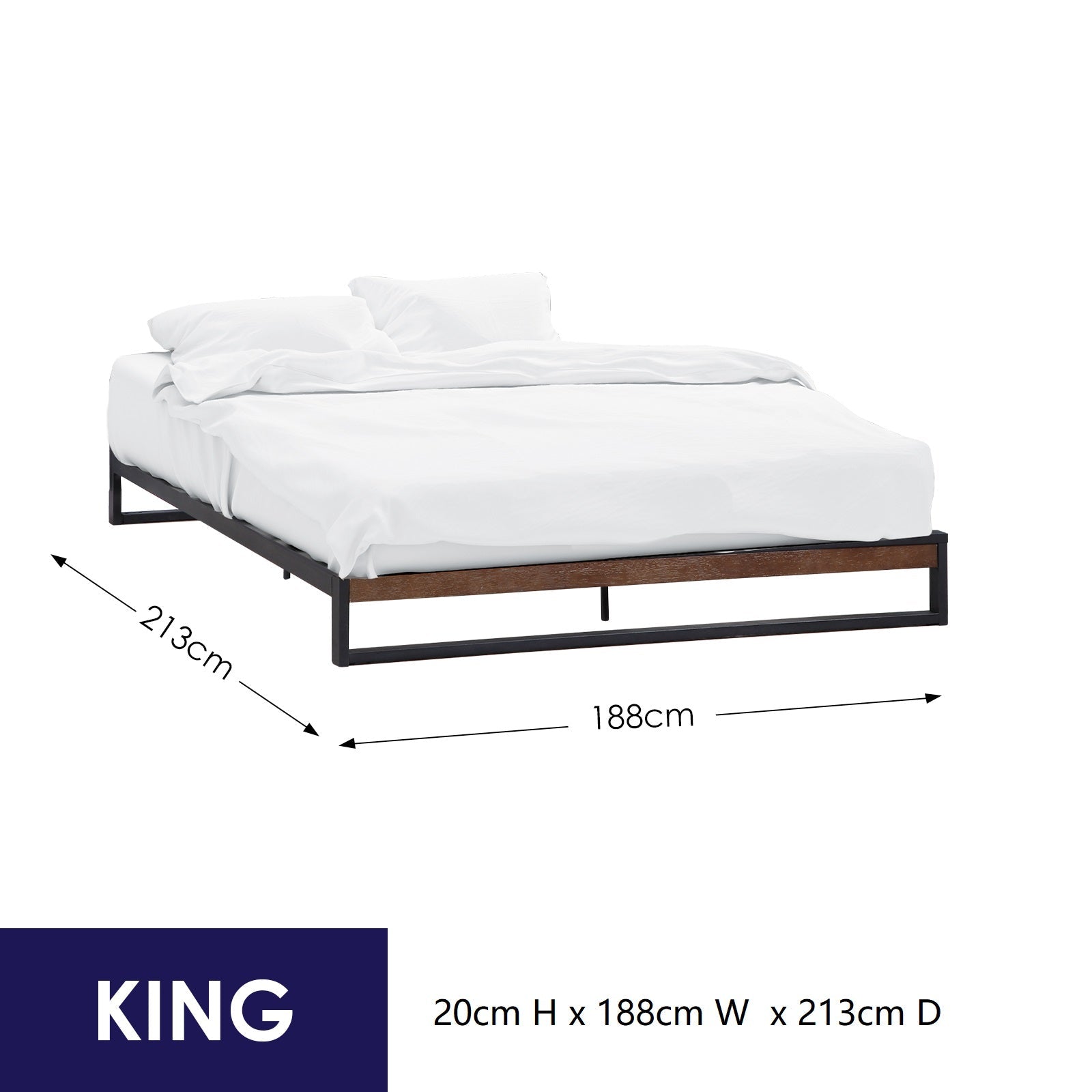 Florence Metal Bed Frame King Size - Sturdy & Modern Platform Bed Base for Bedroom, Guest Room, or Dorm | Easy Assembly & Noise-Free Design