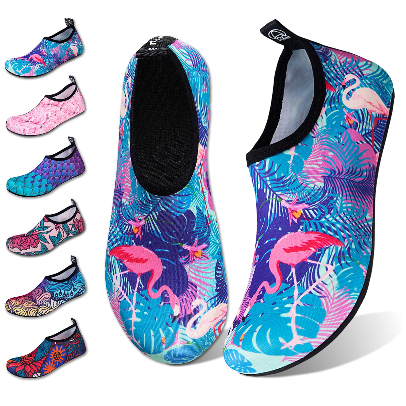 WateLves Water Shoes for Women & Men - Barefoot Quick-Dry Aqua Socks for Beach, Swim, Surf, Yoga & Exercise - Lightweight & Breathable with Translucent Color Soles - Perfect for Water Sports, Pool, Travel & Outdoor Activities