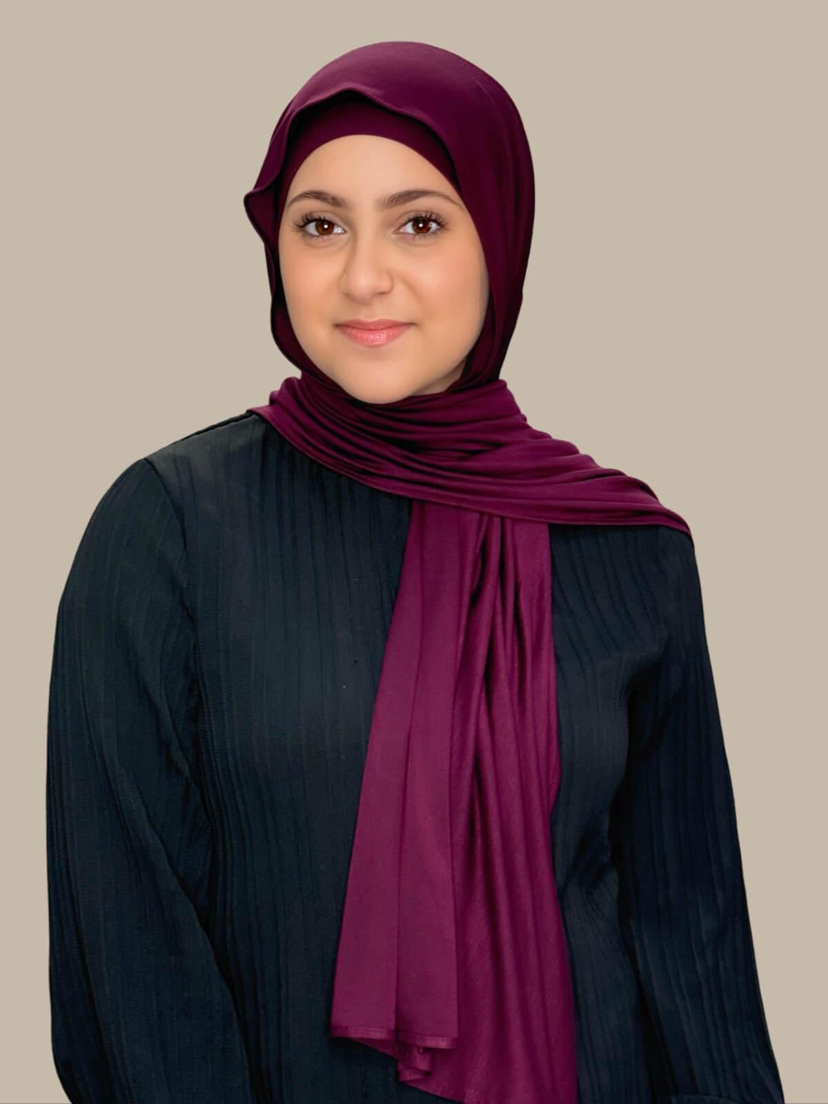 Premium Jersey Hijab for Women - Modish Girl Wine Color - Comfortable & Stylish for Daily Wear, Work, and Special Occasions
