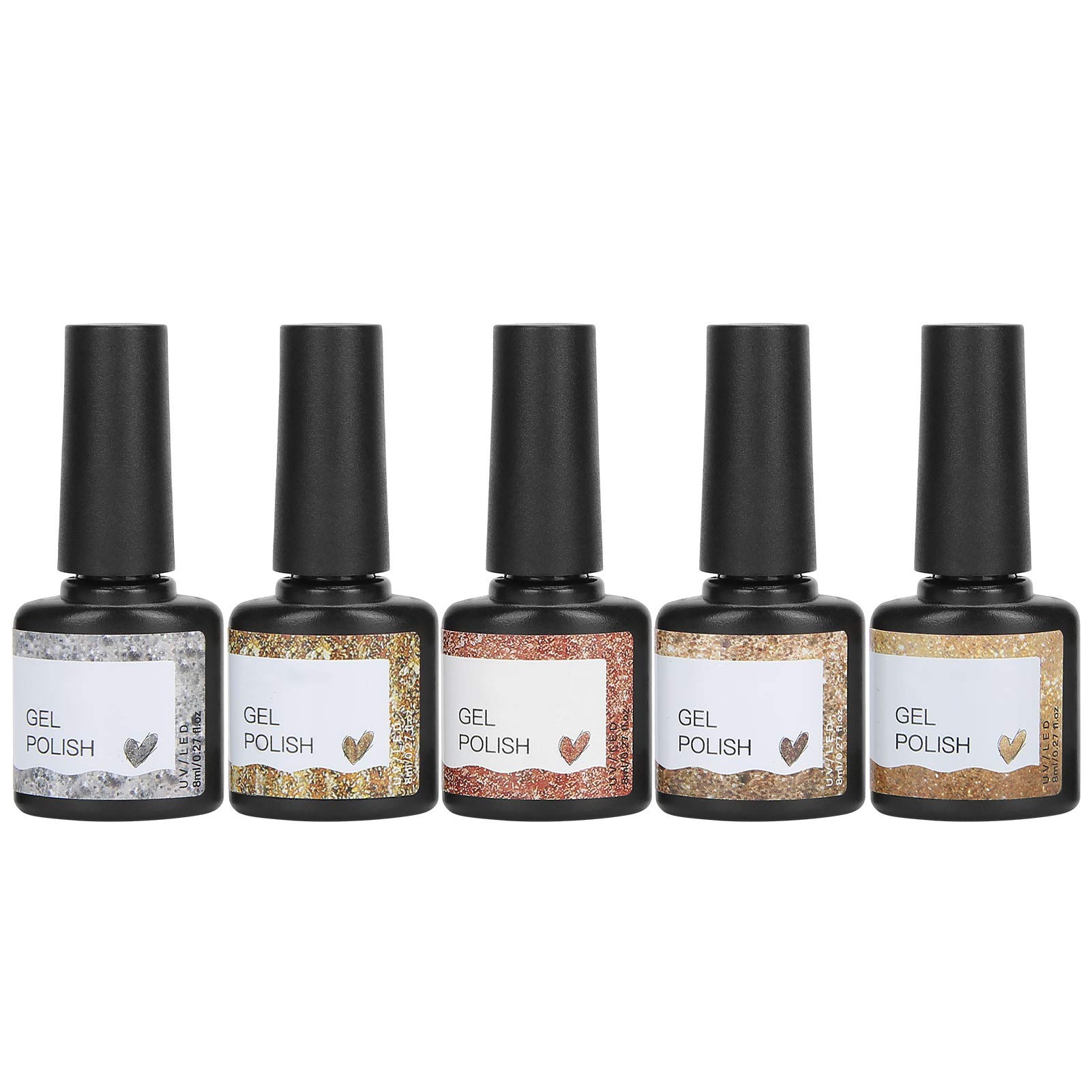 5pcs 8ml UV Gel Nail Polish Set - DIY Nail Art Kit with Shining Gel Polish for Manicure, Professional & Beginners | Perfect for Home Nail Salon, Party Glam Looks & Gift Giving