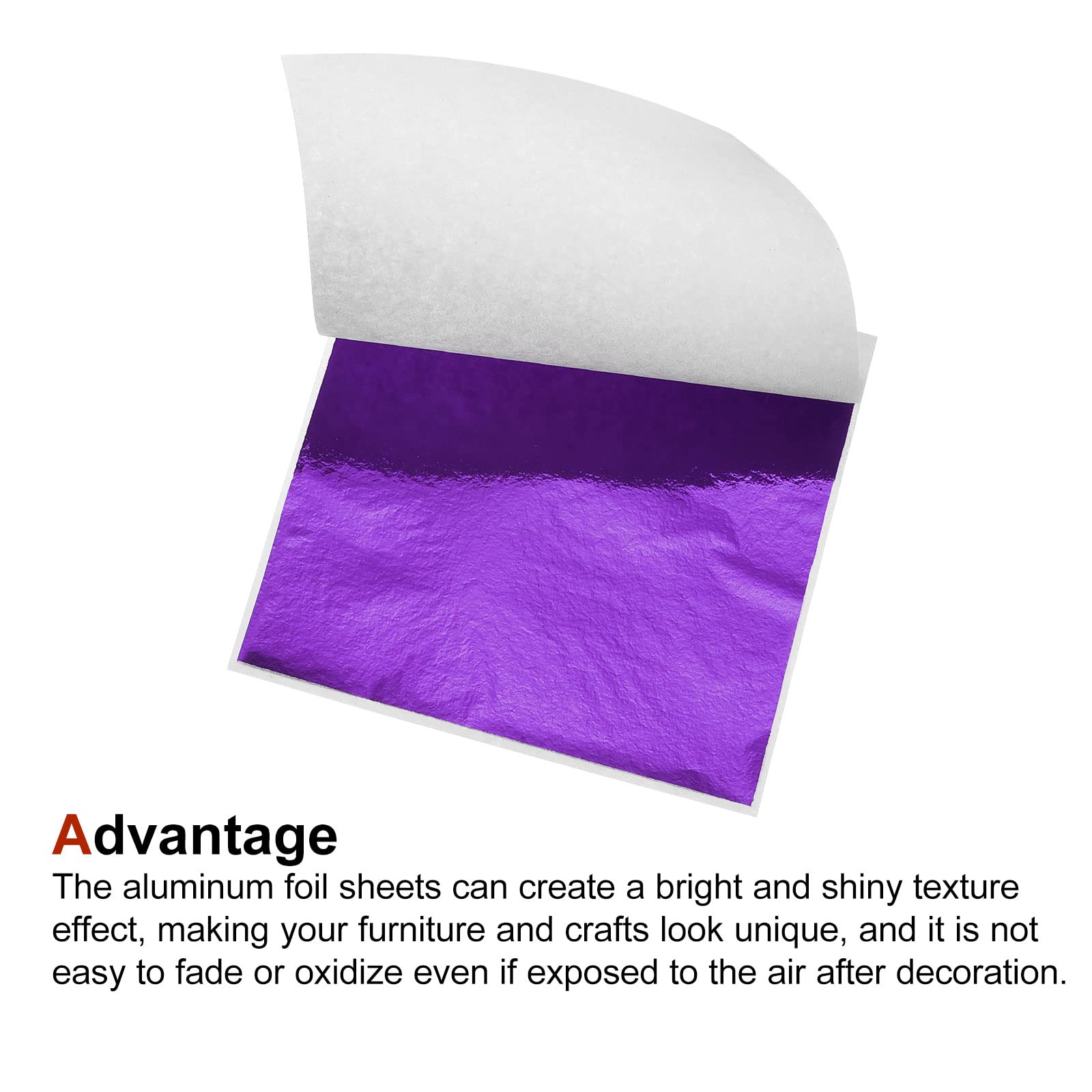 Premium Gold Leaf Foil Sheets - 100 Pack Purple Metallic Leaf Paper 3.3