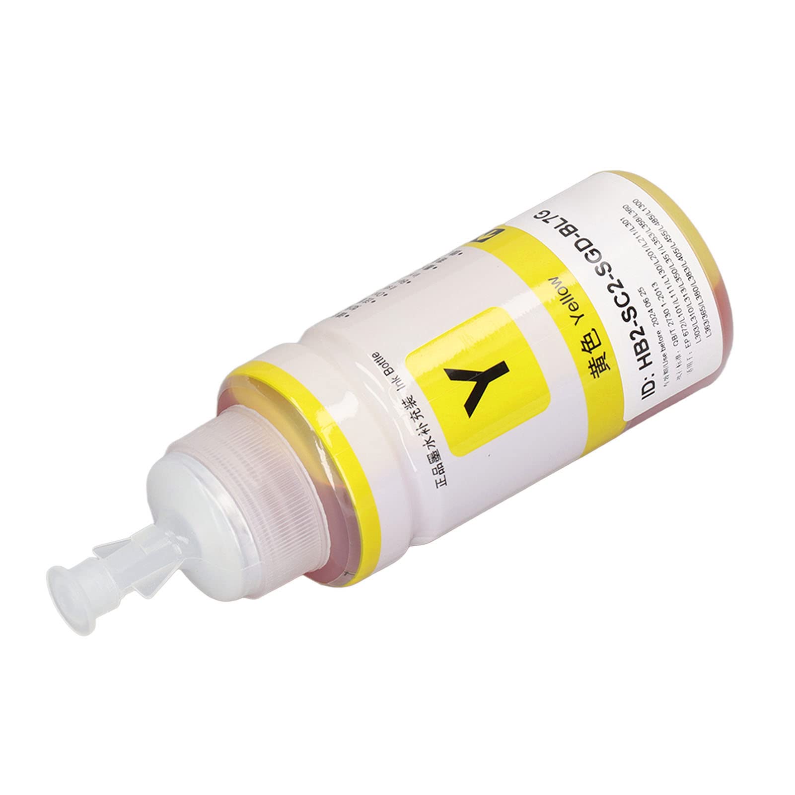 Vibrant Yellow Printer Ink Bottle - 70ML Non-Clogging Quick-Drying Inkjet Refill for High Gloss Photo Stickers & Labels - Perfect for Home, Office, and Craft Printing Projects
