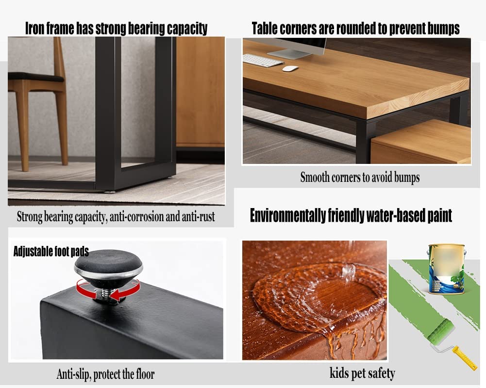 Premium Solid Wood Home Office Computer Desk - Modern Gaming & Study Desk with Storage Drawers & Sturdy Metal Legs, Adjustable Width 120-280cm (280x100x75cm/110x39x30in) - Perfect for Remote Work, Online Classes & PC Gaming Setup