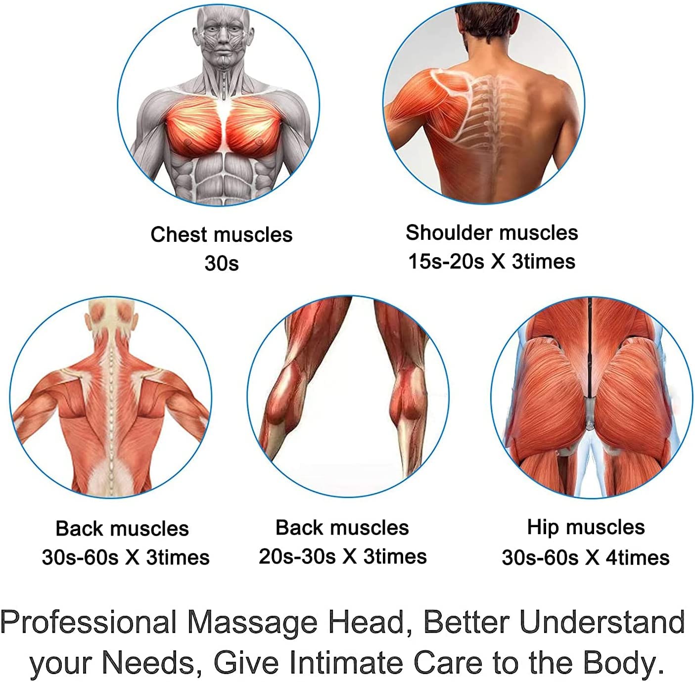 Mebak 3-in-1 Electric Massage Heads for Neck, Shoulder & Back Pain Relief - Rechargeable Deep Tissue Massager for Home & Office Use