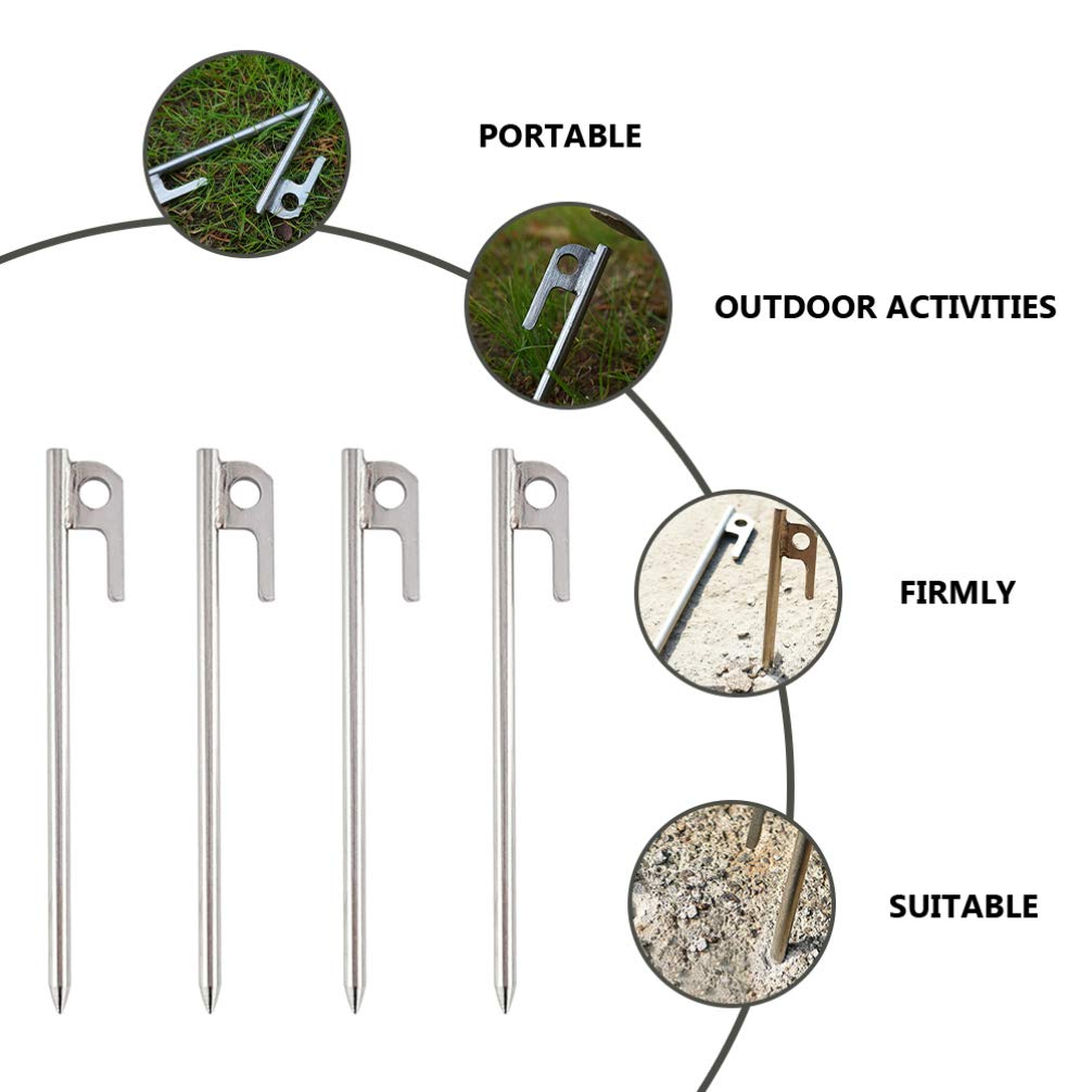 VICASKY 8 Pack Heavy Duty Stainless Steel Tent Stakes - Camping Ground Nails for Canopy, Tent, Shelter - Windproof & Durable Tent Accessories for Outdoor Adventures, Hiking, Beach Camping