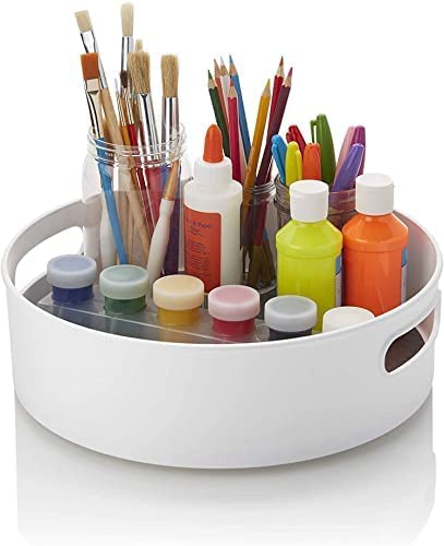 MOXSTAR 360° Rotating Lazy Susan Turntable - Multi-Purpose Kitchen Organizer Tray for Spices, Condiments & Cosmetics - Space Saving Revolving Storage Shelf - Perfect for Pantry, Countertop & Bathroom (Cream)