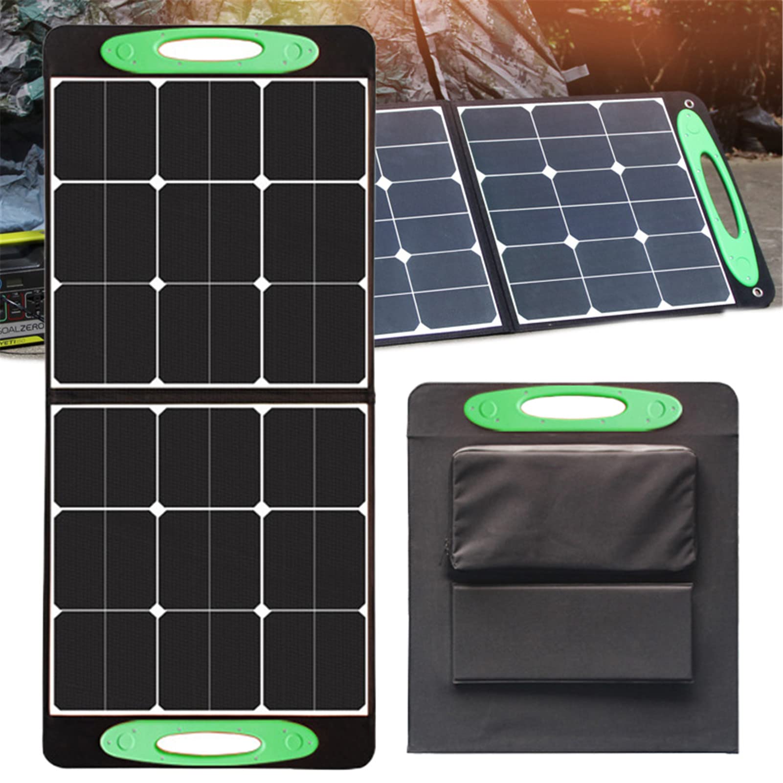 60W Foldable Portable Solar Panel - IP67 Waterproof Solar Charger for Power Stations | Ideal for Camping, RV, Boats & Uneven Surfaces | Chainable Design for Outdoor Adventures