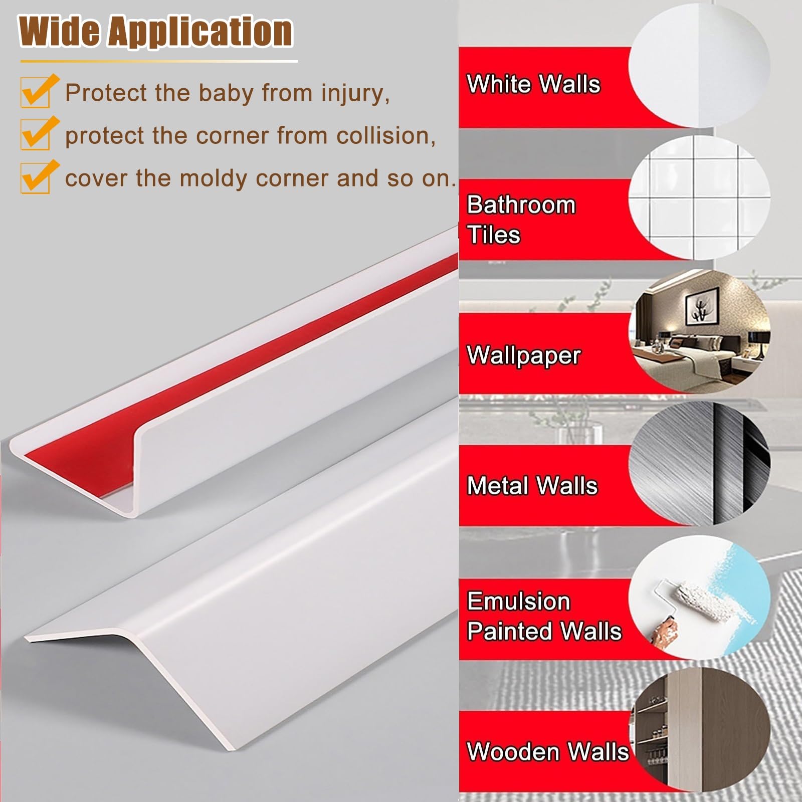 Heavy Duty Drywall Corner Guards - 74.8 Inch Rubber Wall Protectors for Garage & Home with Strong Double-Sided Tape (Beige) | Perfect for High-Traffic Areas, Doorways & Furniture Protection