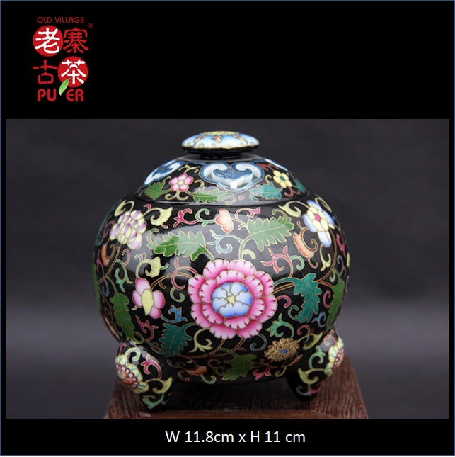Antique Kangxi Famille Rose Porcelain Incense Burner - Handcrafted Jingdezhen Black Enamel Ceramic for Home, Meditation & Feng Shui Decor