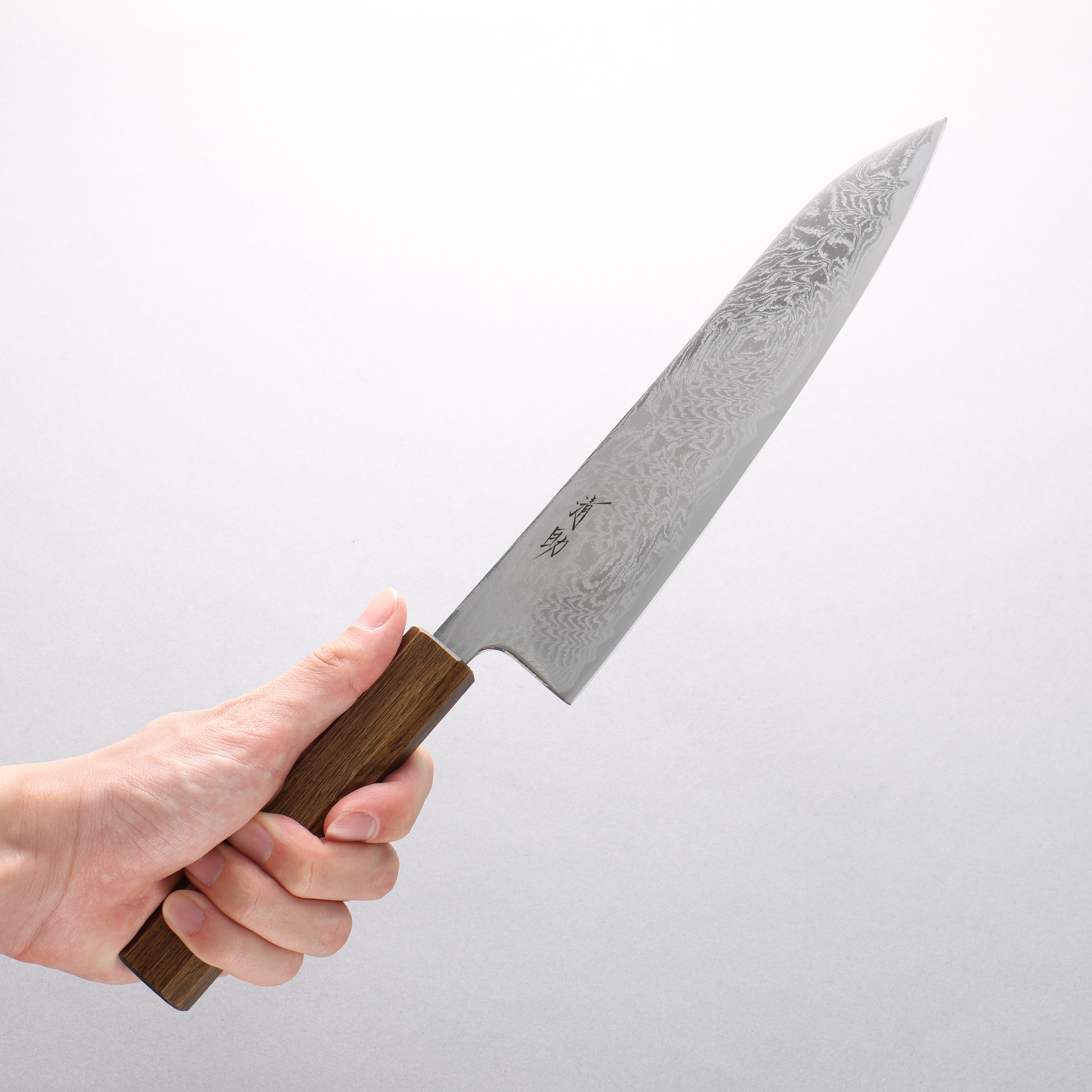 Premium Seisuke Nami AUS10 Damascus Gyuto Chef Knife 210mm - Mirror Finish, Oak Wood Handle - Perfect for Sushi, Meat Slicing & Professional Kitchen Use