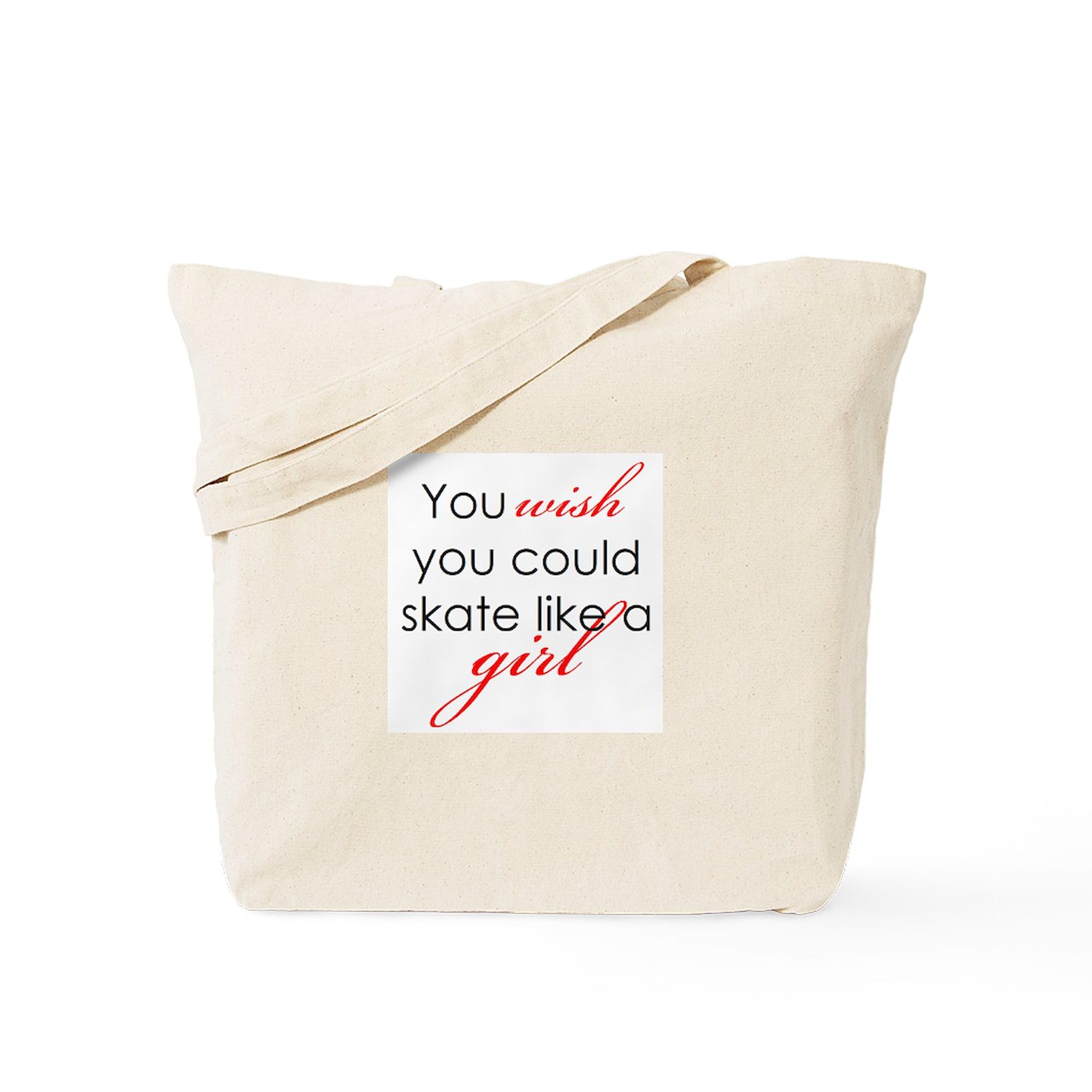 Skate Like A Girl Natural Canvas Tote Bag - Eco-Friendly Reusable Shopping Bag for Women | Perfect for Groceries, Beach Trips & Skatepark Essentials