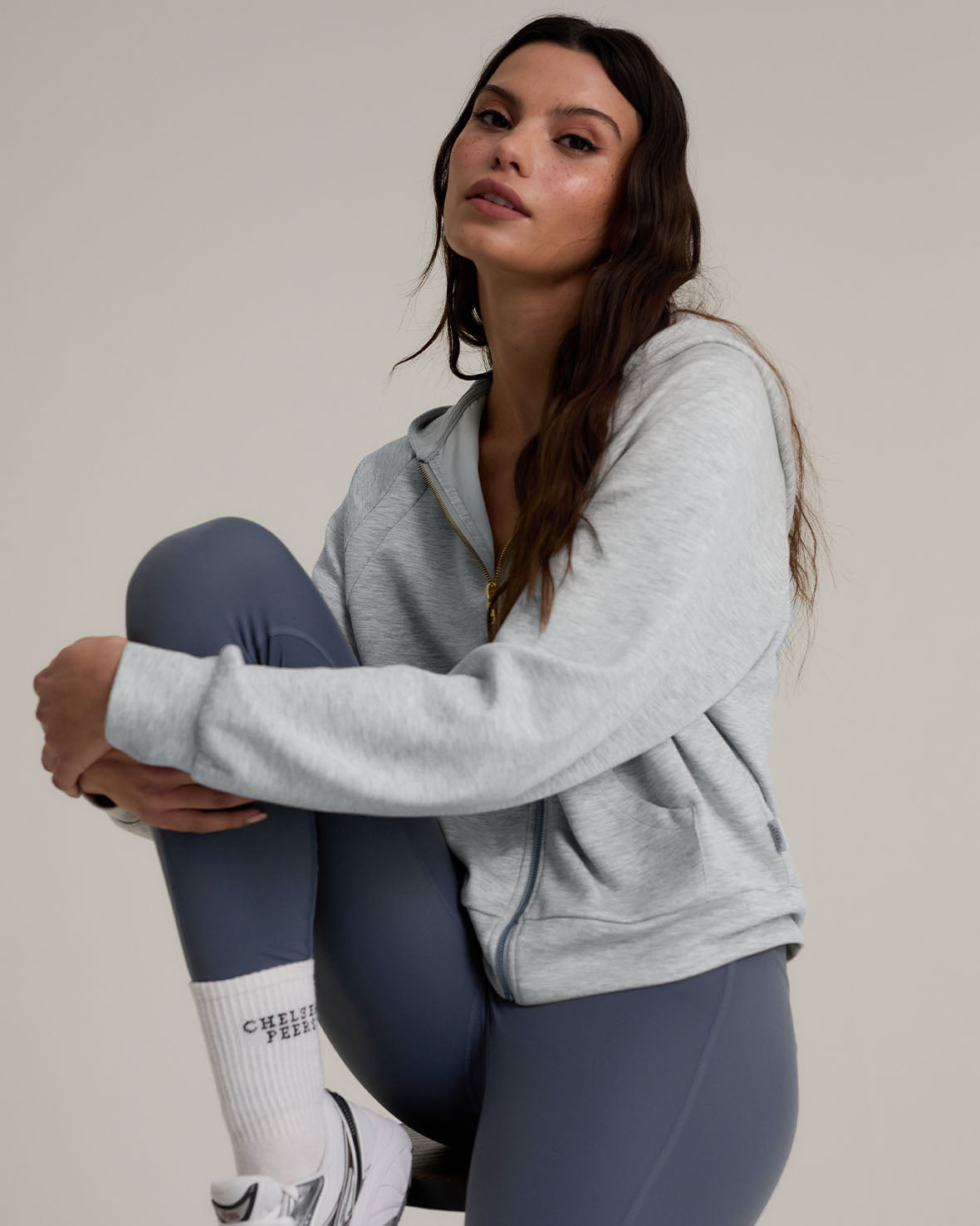 LuxeComfort Scuba Zip Hoodie for Women - Soft Fleece-Lined Pullover with Kangaroo Pocket, Grey Marl - Perfect for Casual Outfits, Lounge Wear & Outdoor Activities