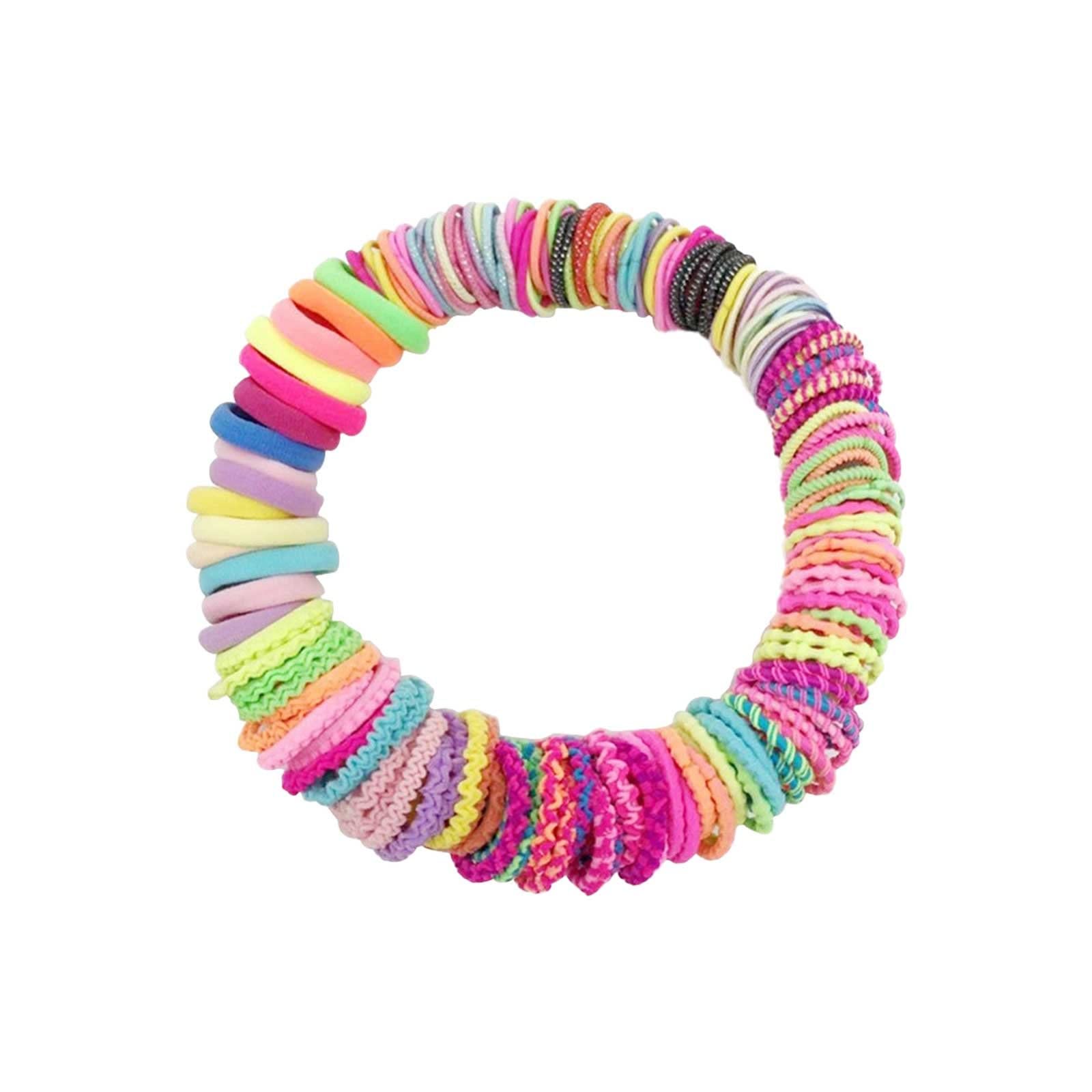100/120 Pcs Girls Hair Ties Set - Assorted Candy Colors Hair Bands, Clips & Jewelry Accessories for Women & Teens - Perfect for School, Sports, Work & Everyday Styling (One Size, Color A)