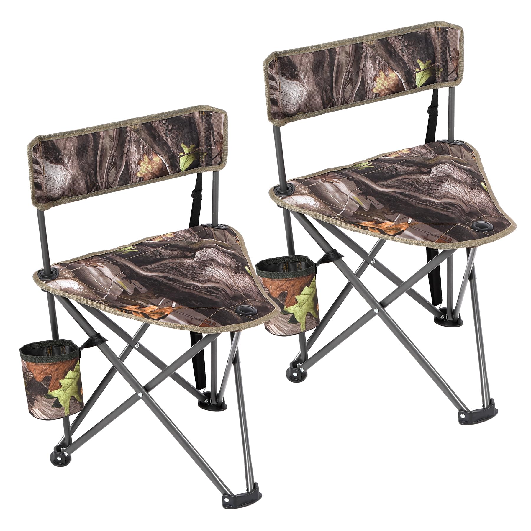 REDCAMP 2 Pack Lightweight Folding Hunting Chairs with Backrest - Portable Camo Stools for Blind Hunting, Fishing, Golf Spectating & Outdoor Camping | Durable & Comfortable for Adults