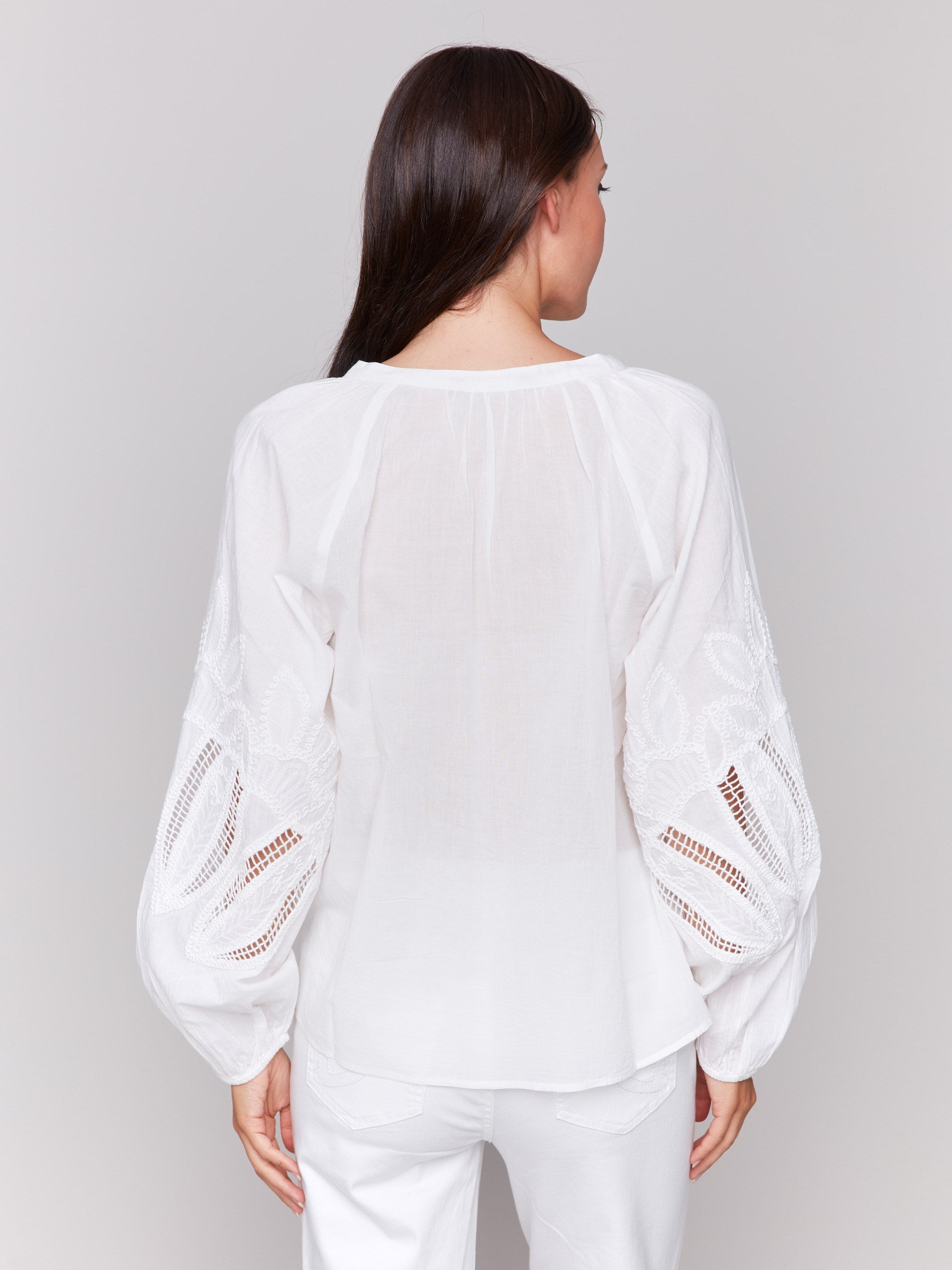 Women's White Cotton Button Front Embroidered Blouse - Perfect for Office Wear & Casual Outfits
