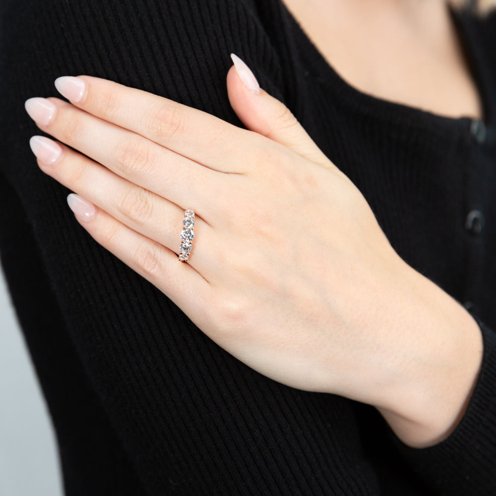 9ct Rose Gold 'Esther' Cubic Zirconia Graduated Ring - Elegant Stackable Jewelry for Weddings, Anniversaries & Special Occasions