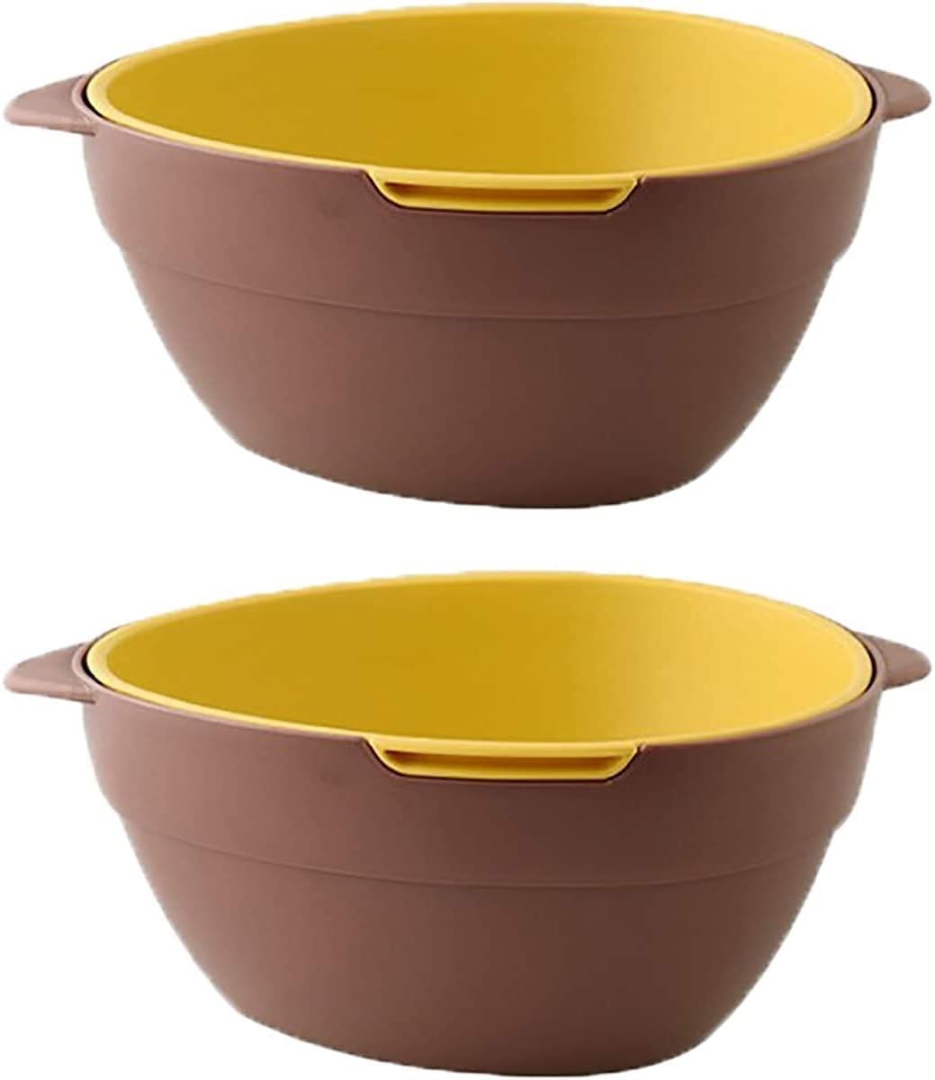 Premium 2-in-1 Double Layer Colander Strainer - Large Mesh Basket for Washing Fruits, Vegetables & Kitchen Utensils - Durable Food Strainer with Drain Holes for Efficient Kitchen Use (Perfect for Meal Prep, Salad Making & Dishwashing)