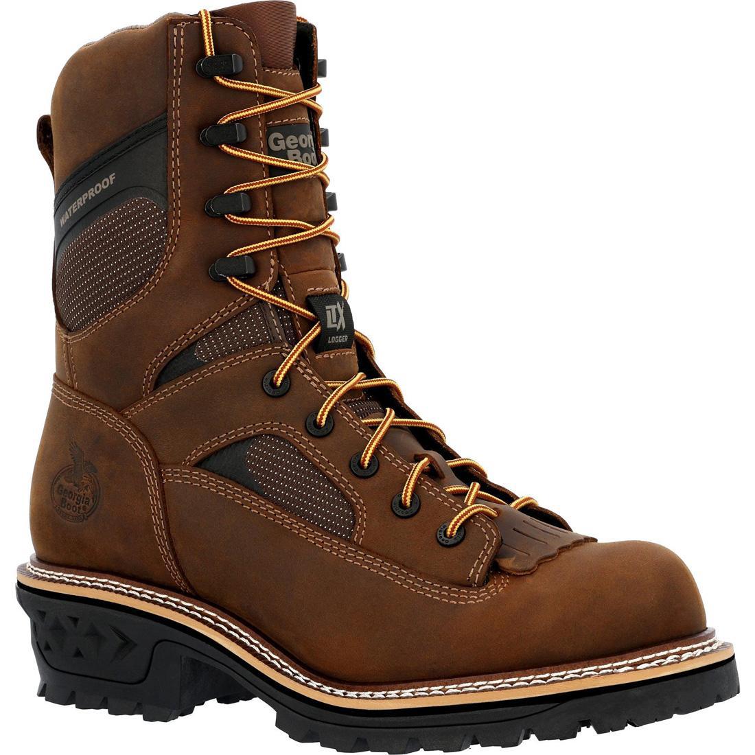 LTX Logger Composite Toe Waterproof Work Boots for Men - Safety Steel Toe Work Shoes with Slip Resistant & Electrical Hazard Protection - Ideal for Construction, Logging & Outdoor Work