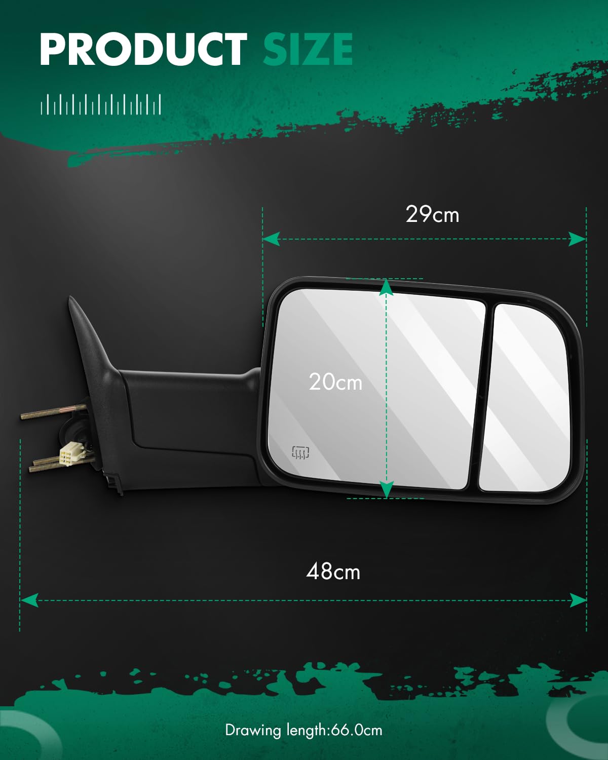 SCITOO Power Control Heated Towing Mirrors with Turn Signal - Black Manual Folding Flip-Up Tow Mirrors Replacement for 1998-2002 Dodge Ram Trucks (Pair) - Perfect for Off-Roading, Towing & Enhanced Visibility