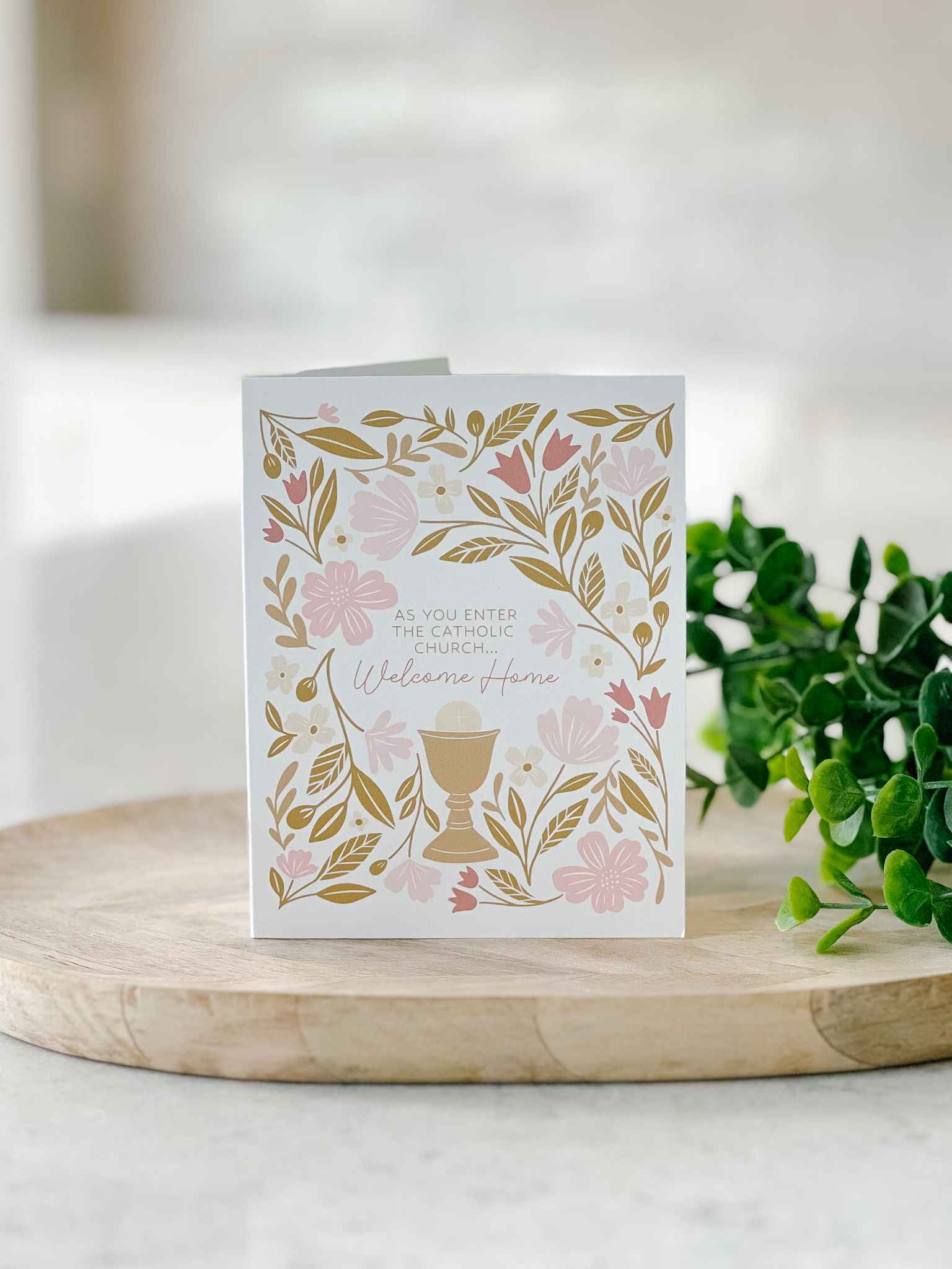 Welcome Home RCIA Greeting Card - Pink Heart Design for Religious Celebrations & Homecoming Parties