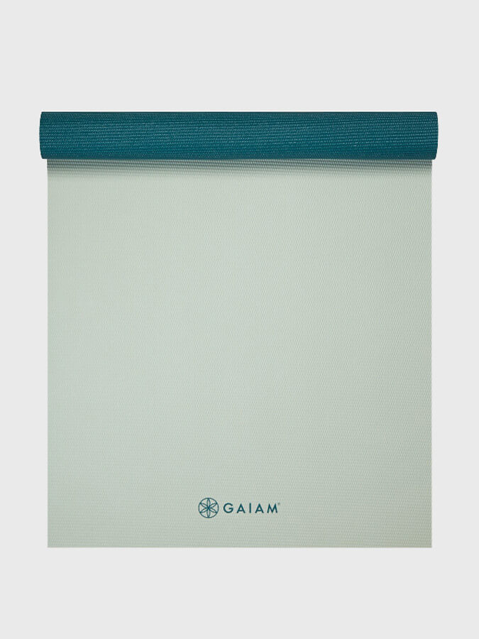 Gaiam Deep Reversible 2-Color Non-Slip Yoga Mat 4mm Thick - Jade/Icicle for Home, Studio & Travel Fitness