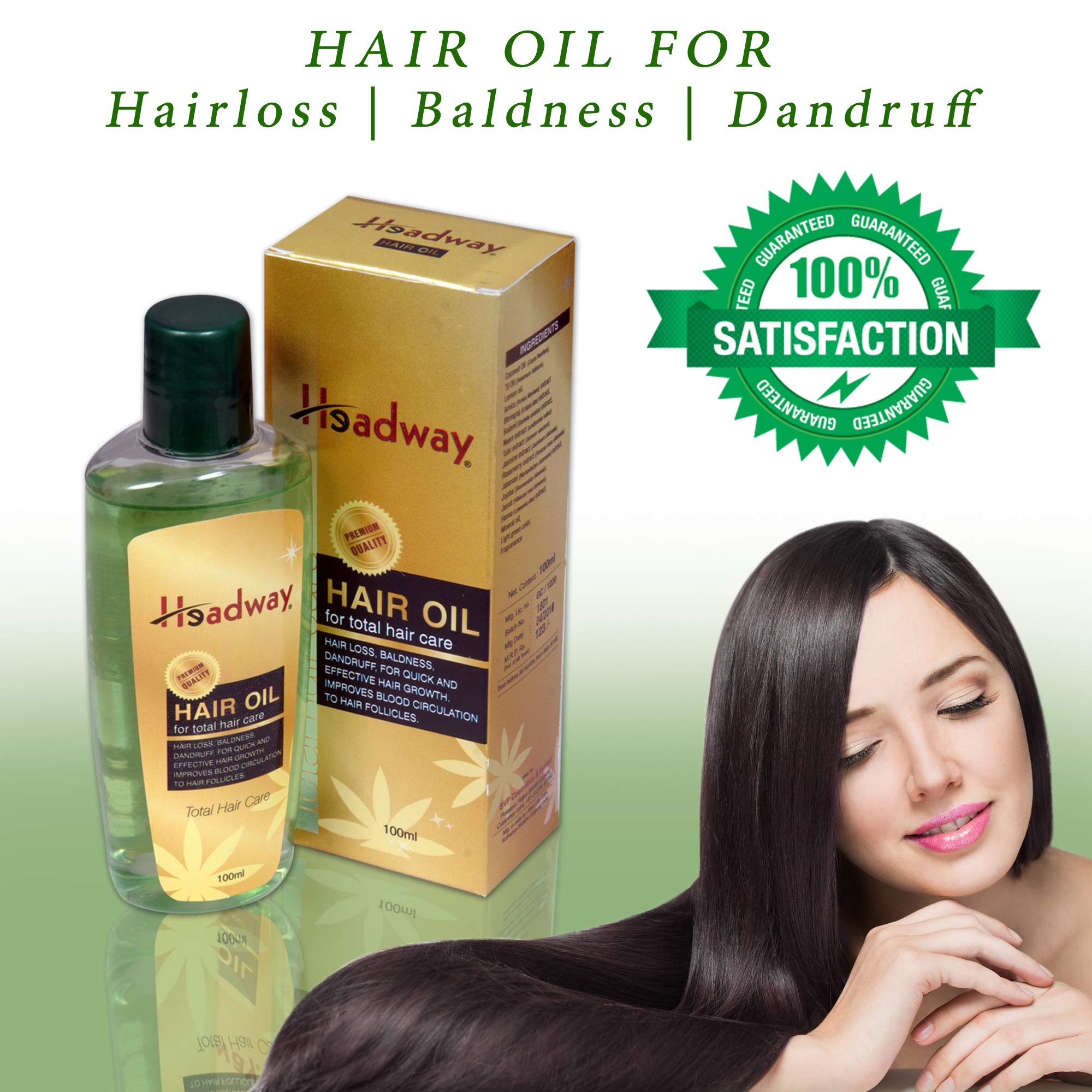 Headway Hair Growth Oil for Men & Women - 100ml (Pack of 2) | Controls Hair Fall, Reduces Dandruff | Natural Hair Care Solution for Thicker, Healthier Hair | Perfect for Daily Use & Scalp Massage