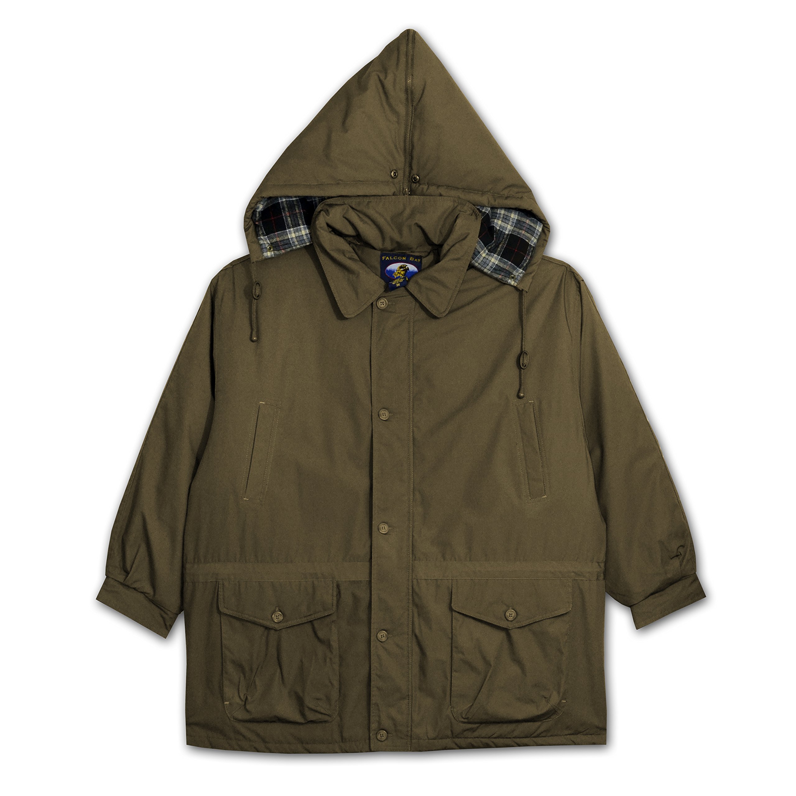 Falcon Bay Big and Tall Men's Insulated Winter Parka Jacket - Waterproof Windproof Cold Weather Coat for Outdoor Activities, Hunting, and Snow Sports
