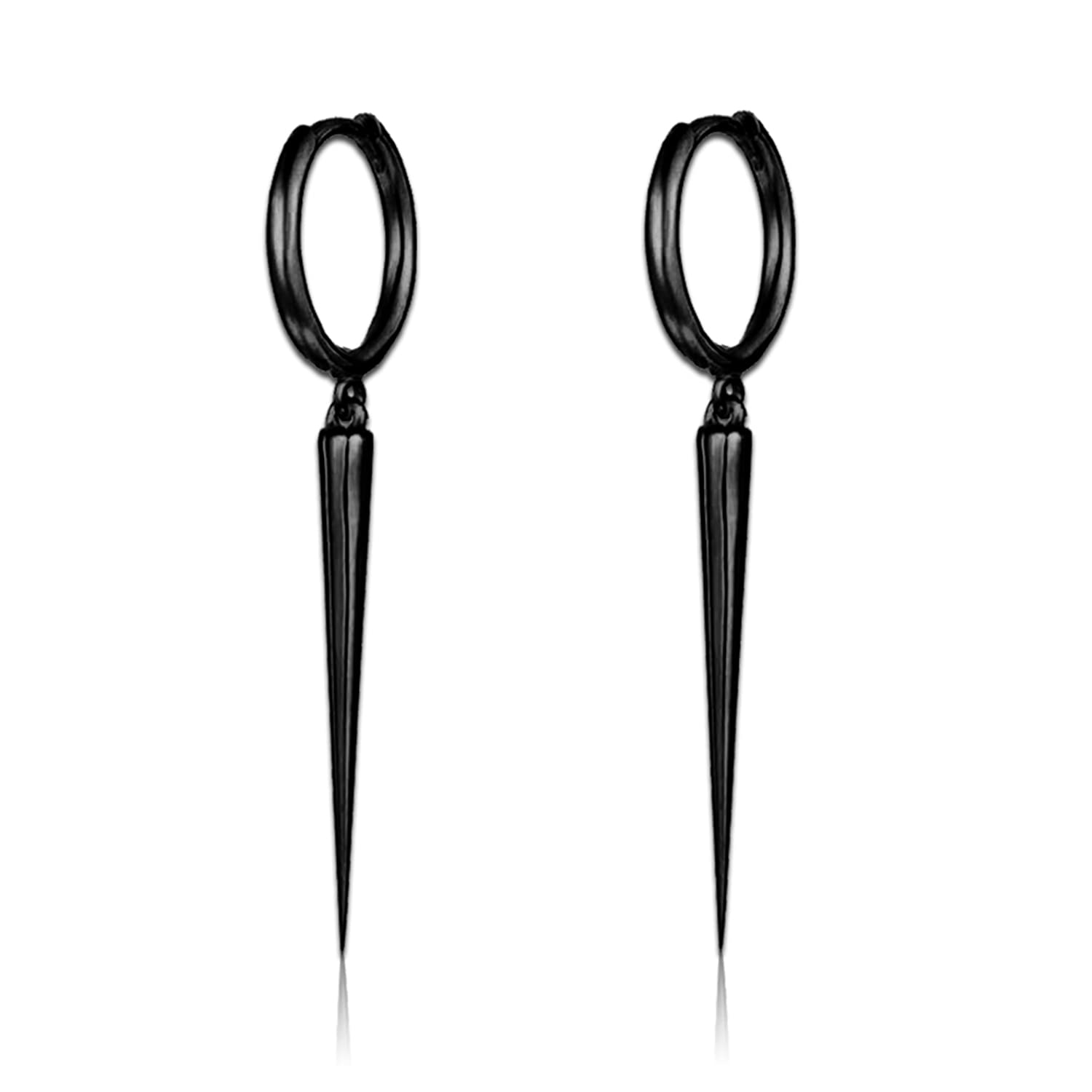 Stainless Steel Geometric Spike Dangle Hoop Earrings for Women & Men - Punk Style Cartilage, Helix, Tragus Cuff Studs - Perfect for Parties, Concerts & Everyday Wear