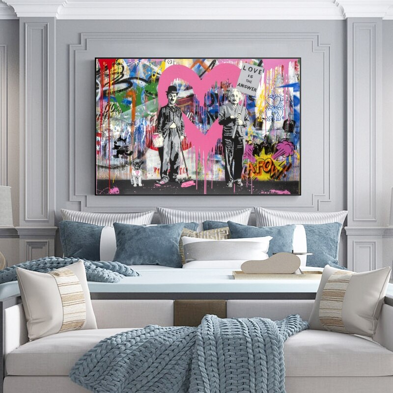 Banksy Love Is Answer Canvas Wall Art Print - Modern Street Art Home Decor for Living Room, Bedroom & Office
