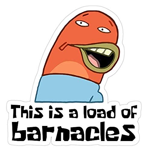 Spongebob Decal Sticker - 'This is A Load of Barnacles' Graphic Sticker for Car, Truck, Laptop, Phone, Wall & Windows - Waterproof Vinyl Sticker for Kids Room, Office, School & Gifts