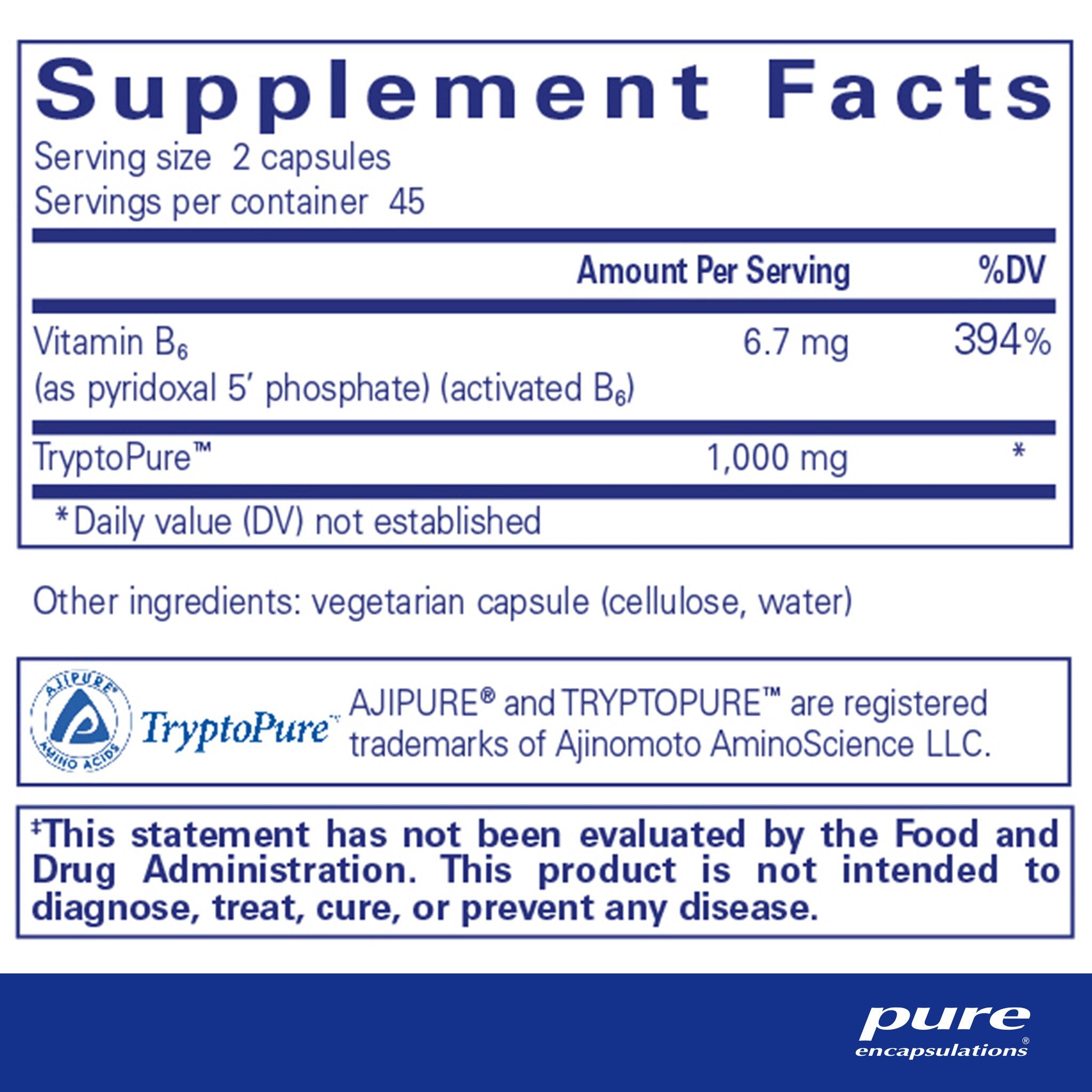 Pure Encapsulations L-Tryptophan 500mg - Premium Sleep Support Supplement for Stress Relief & Mood Balance - Vegan Capsules for Relaxation & Better Sleep Quality
