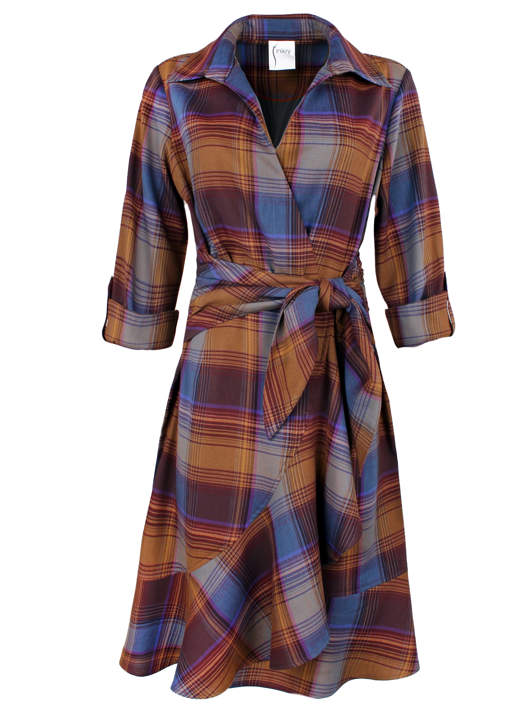 Farrah Tie Front Shirt Dress - Soft Brushed Plaid Flannel Wrap Dress for Women | Perfect for Office, Date Night & Fall Outfits
