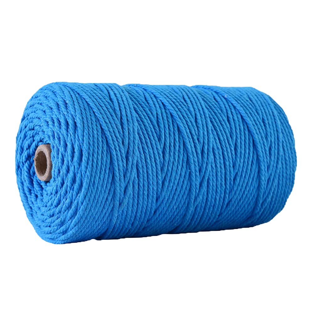 Peacock Blue Macrame Rope - 3mm x 200m Twisted Cotton Cord for DIY Crafts, Plant Hangers & Wall Decor | Perfect for Boho Home Decor, Handmade Gifts and Creative Projects