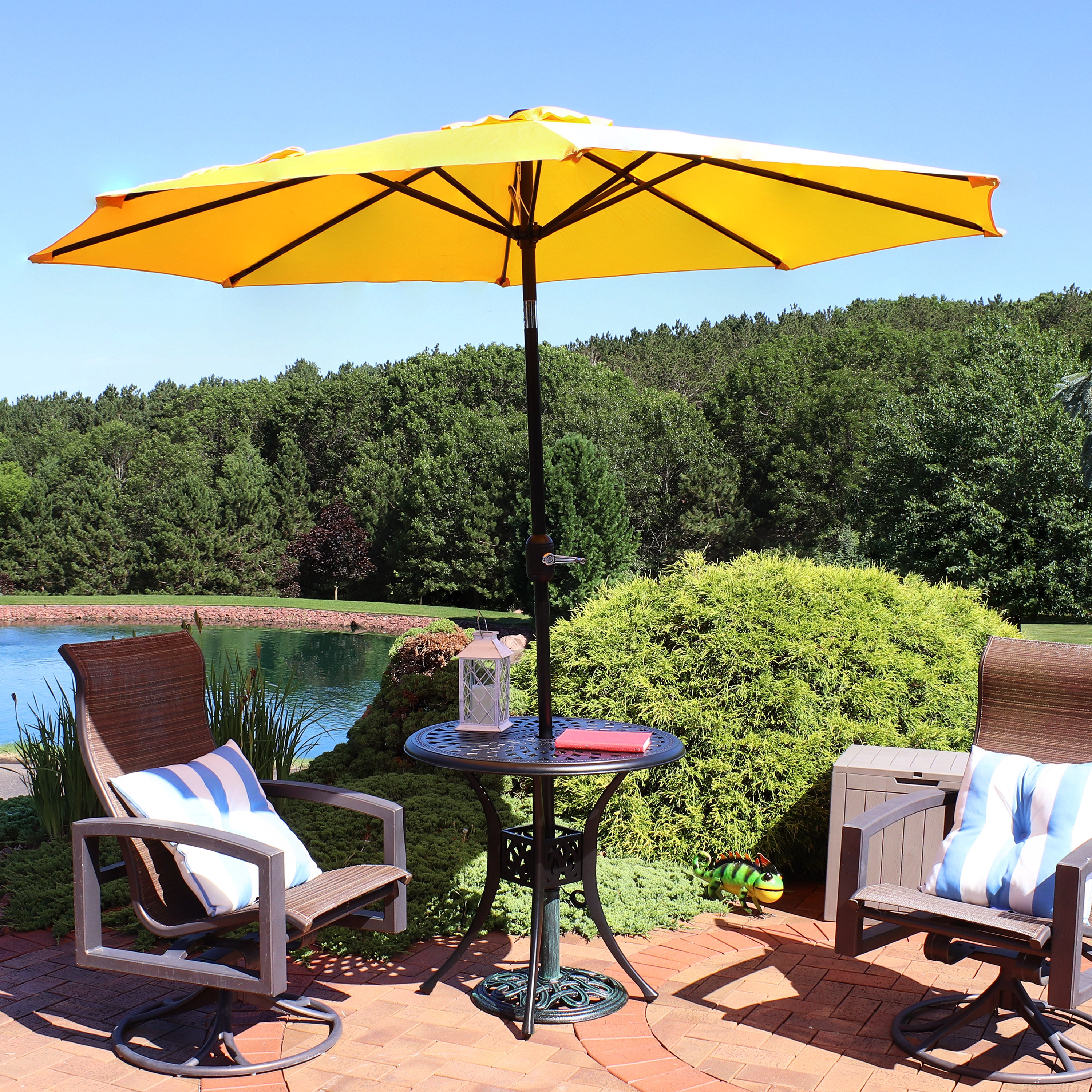 Sunnydaze Cast Aluminum Sigonella Round Patio Dining Table 30.75 Inch - Outdoor Garden, Poolside, Backyard Dining Set for Entertaining Guests