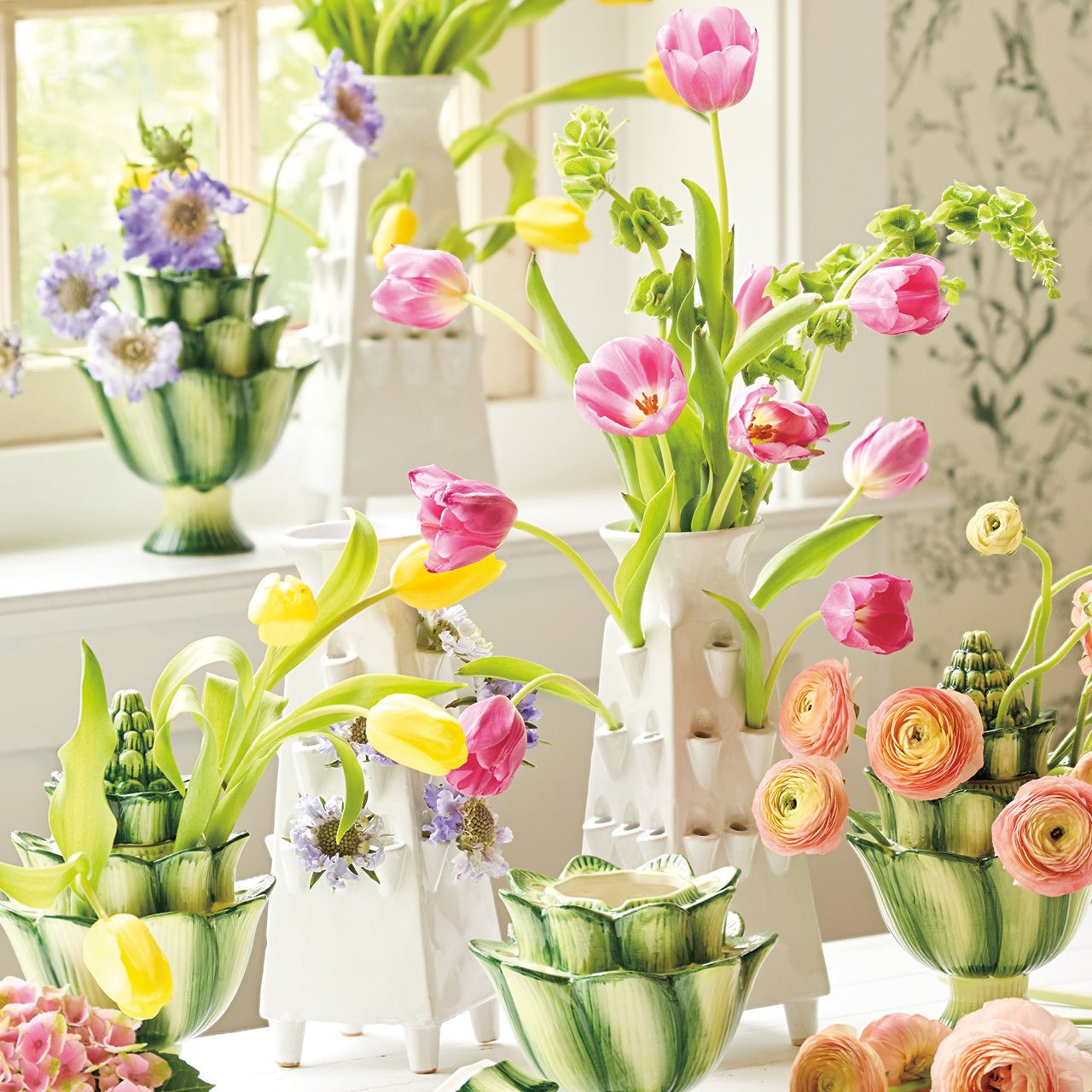 French Inspired Tulipiere Vase - Elegant Floral Centerpiece for Home Decor, Wedding & Table Arrangements - Perfect for Fresh Cut Flowers and Bouquets