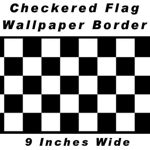 Checkered Flag Cars Wallpaper Border - 9 Inch Black Edge - Race Car Themed Room Decor for Kids & Adults - Perfect for Bedrooms, Playrooms & Game Rooms