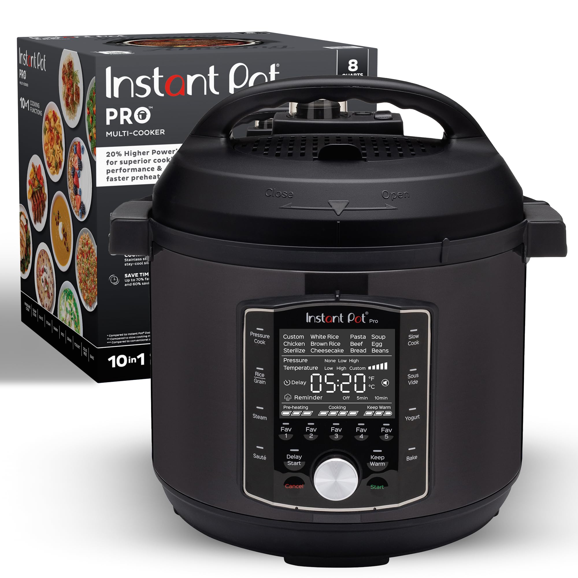 Instant Pot Pro 8 QT 10-in-1 Multi-Cooker - Pressure Cooker, Slow Cooker, Rice Cooker, Steamer & More with Free App (800+ Recipes) - Perfect for Meal Prep, Family Dinners & Healthy Cooking - Black