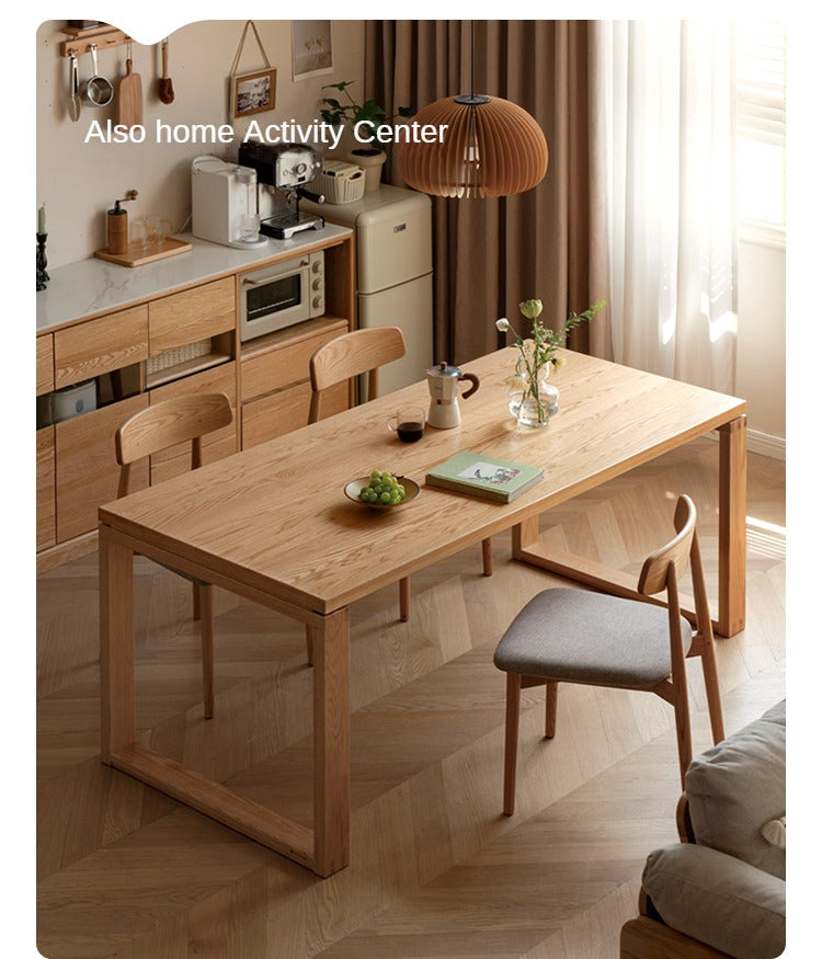 Solid Wood Dining Table - Beech & Oak Large Farmhouse Table for 8 - Perfect for Family Gatherings & Dinner Parties