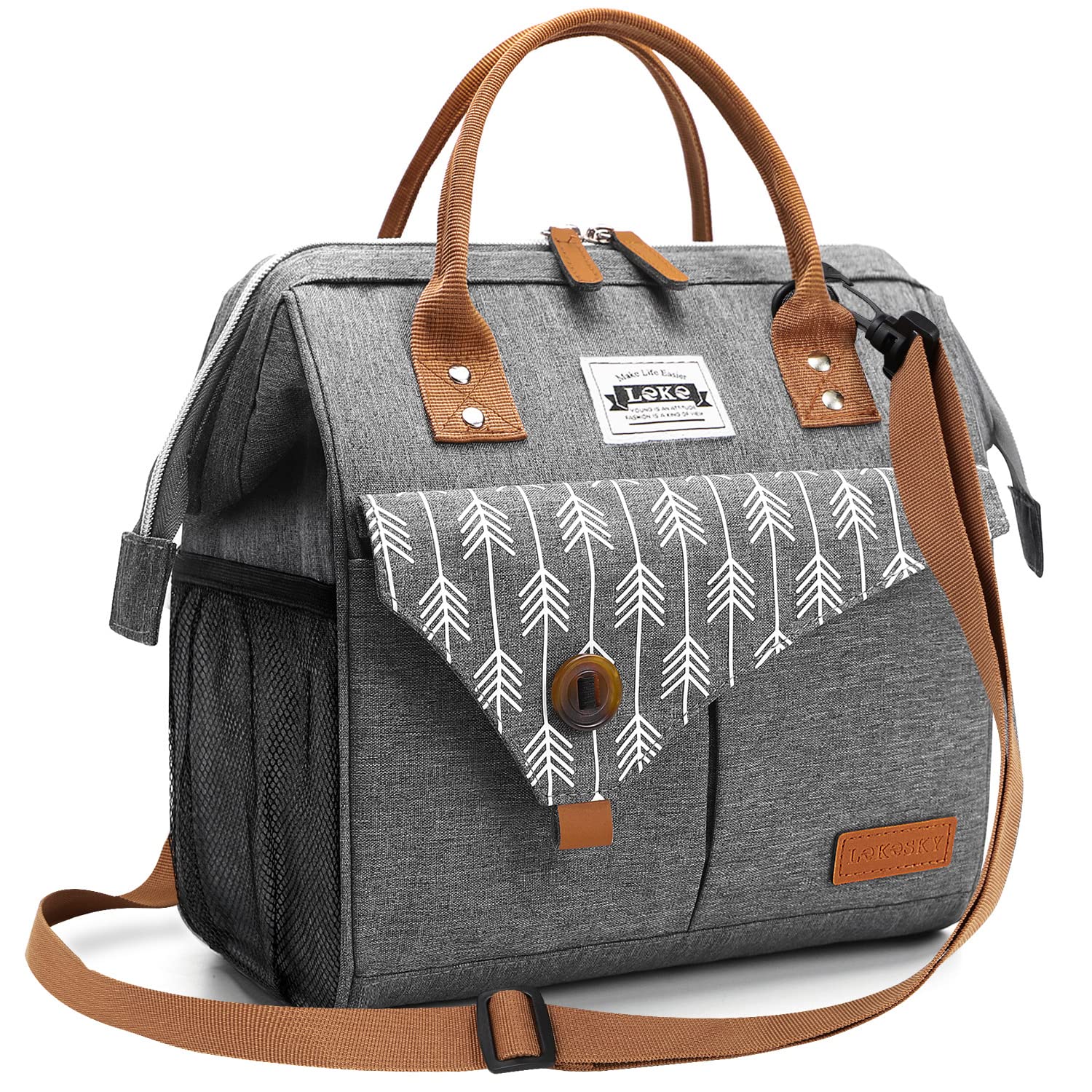 Insulated Leakproof Lunch Tote Bag for Women - 15L Large Reusable Cooler Lunch Box (Grey) - Perfect for Office, School, Picnics & Outdoor Activities