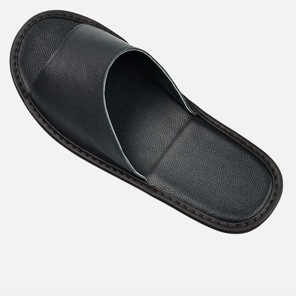 Premium Cowhide Leather Slippers for Men & Women - Comfortable Wooden Floor House Shoes for All Seasons (Spring, Summer, Autumn) - Size 40/41 - Perfect for Indoor Relaxation, Home Office & Cozy Evenings