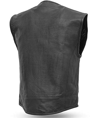 Men's Motorcycle SWAT Team Style Perforated Leather Racing Vest - Durable & Breathable for Bikers & Riders - Perfect for Motorcycle Clubs, Racing & Outdoor Adventures
