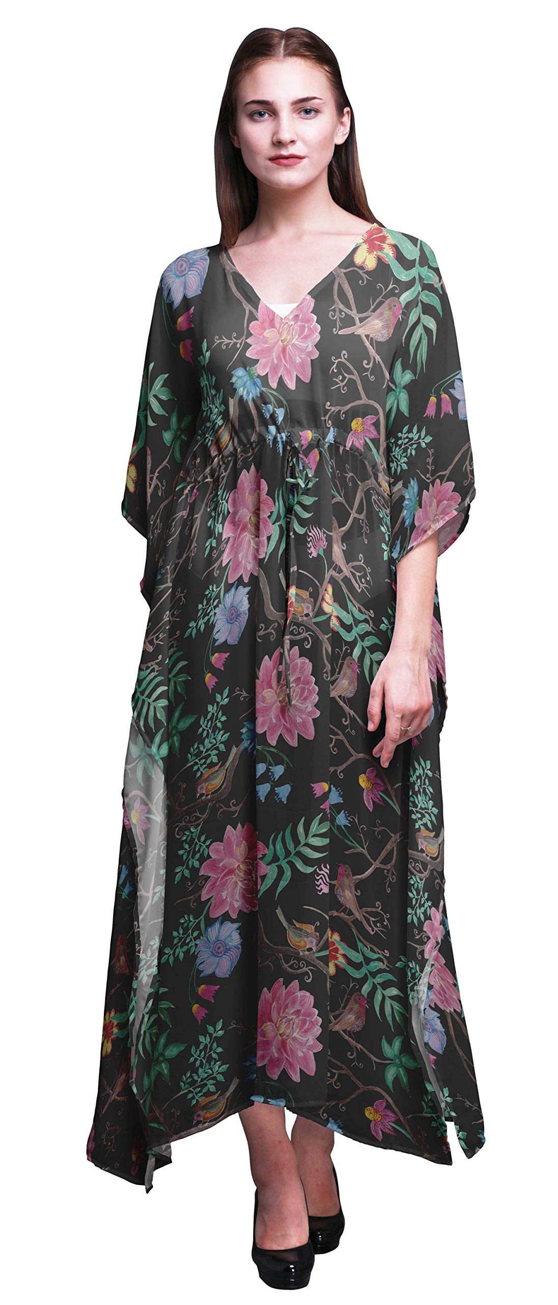 Bimba Beach Kaftan - Women's Flowy Maxi Dress Bikini Cover Up, Long Summer Kimono Caftan for Poolside, Vacation & Boho Fashion