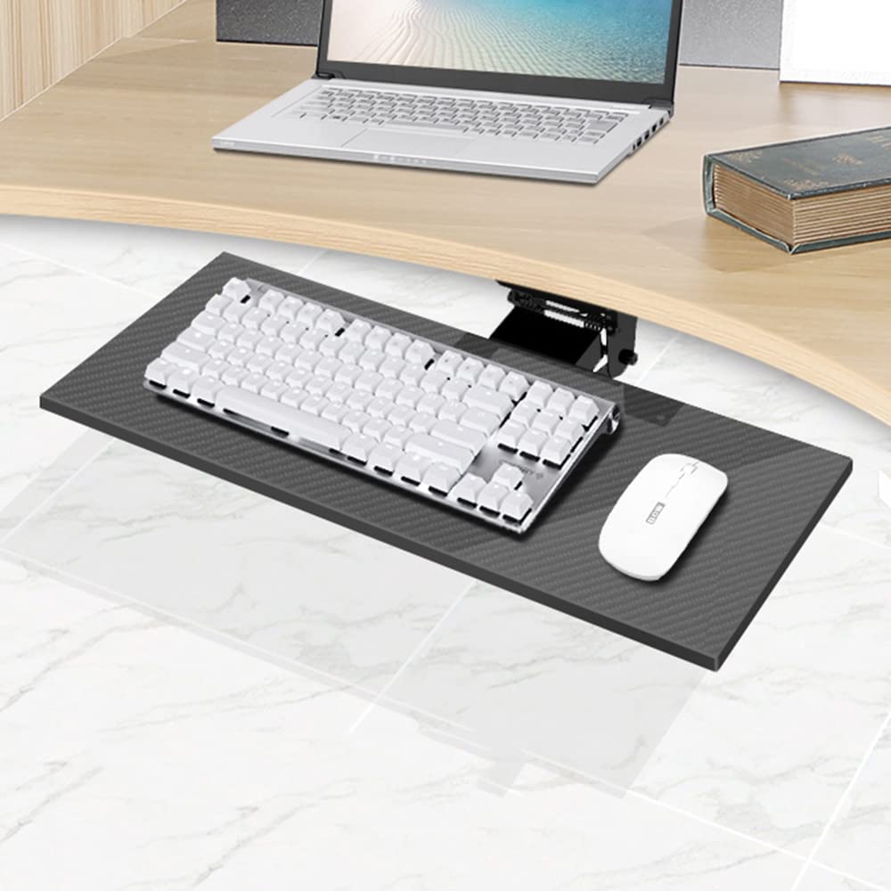 LKP Adjustable Under Desk Keyboard Tray - 29.5x9.4 Inch Ergonomic Tilting Keyboard & Mouse Platform with Wrist Rest for Computer Workstation | Perfect for Home Office, Gaming Setup & Workspace Organization
