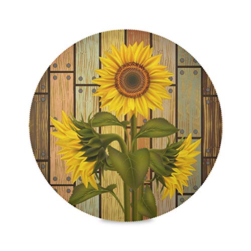 Sunflowers on Wooden Board