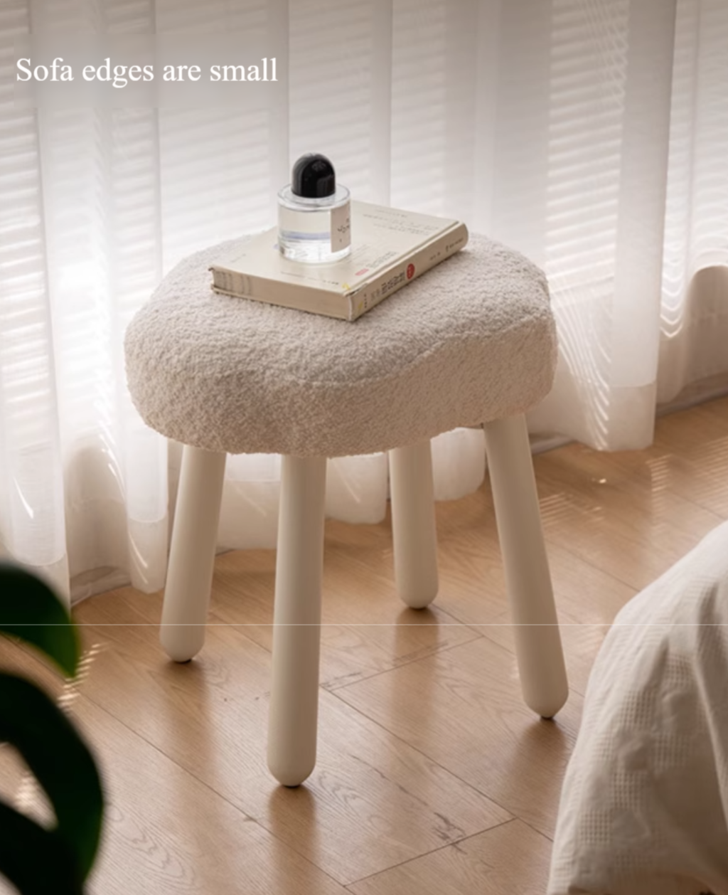 Solid Wood Makeup Stool - Beech & Birch with Lamb Velvet Upholstery | Cloud-Shaped Seat for Vanity, Dressing Room & Bedroom Decor