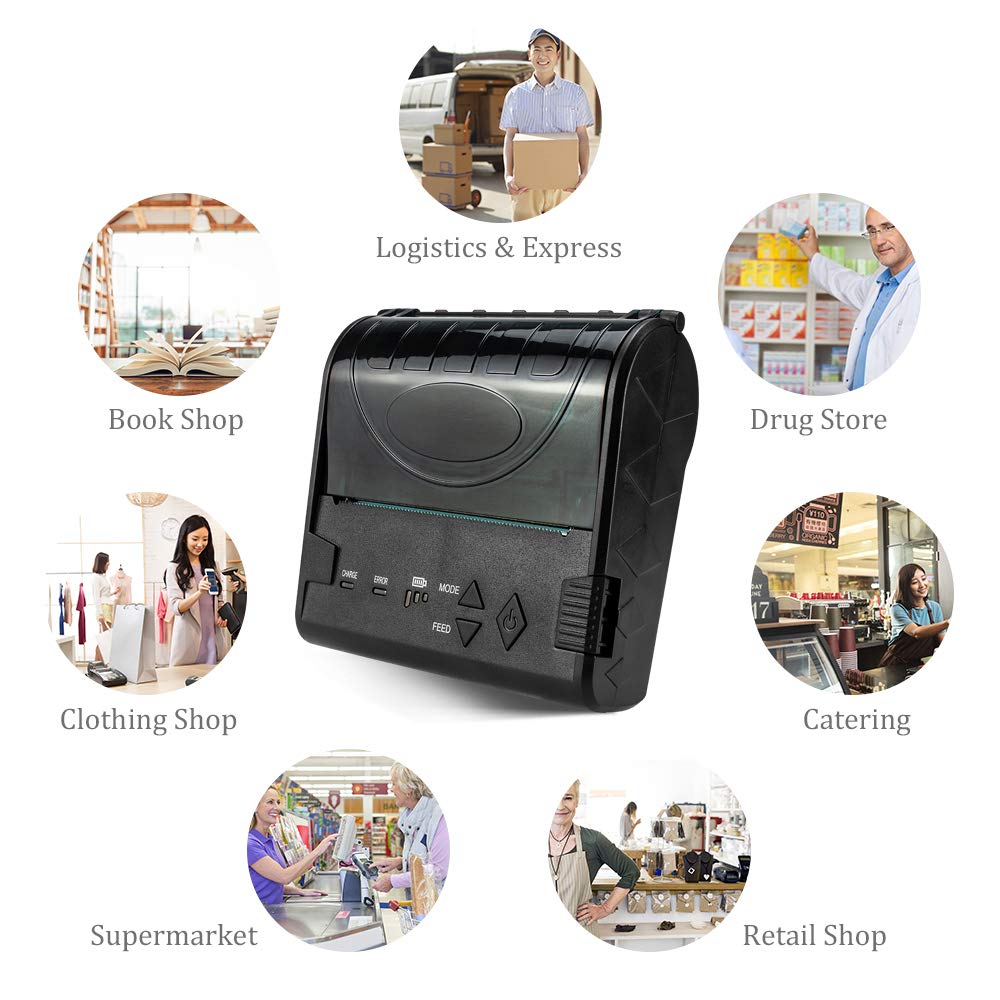 NETUM Wireless Bluetooth Thermal Receipt Printer - 80mm Portable POS Printer for Android, Restaurant & Retail Use | USB & Bluetooth Connectivity | Perfect for Mobile Sales, Food Trucks & Small Businesses