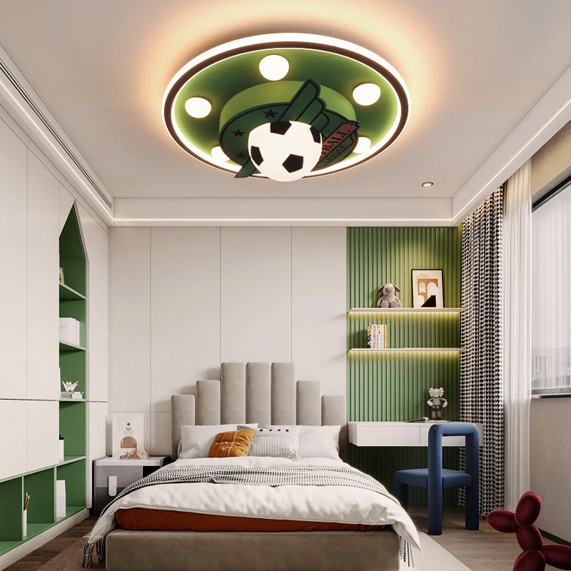 Kids Football League Themed LED Ceiling Light - Team Logo Night Light for Boys Bedroom & Game Room Decor