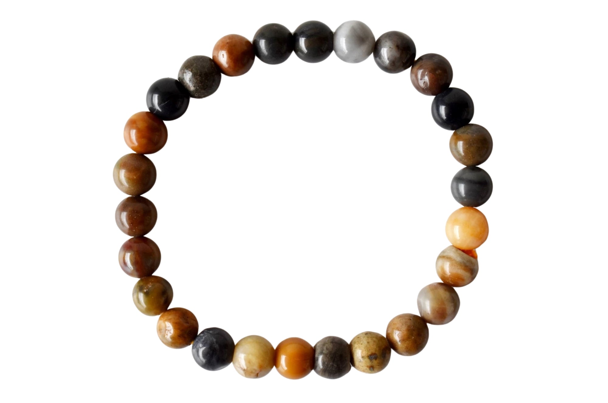 Natural Petrified Wood Beaded Bracelet for Men & Women - Handmade Stone Jewelry for Healing, Grounding & Spiritual Energy - Perfect for Meditation, Yoga & Outdoor Activities