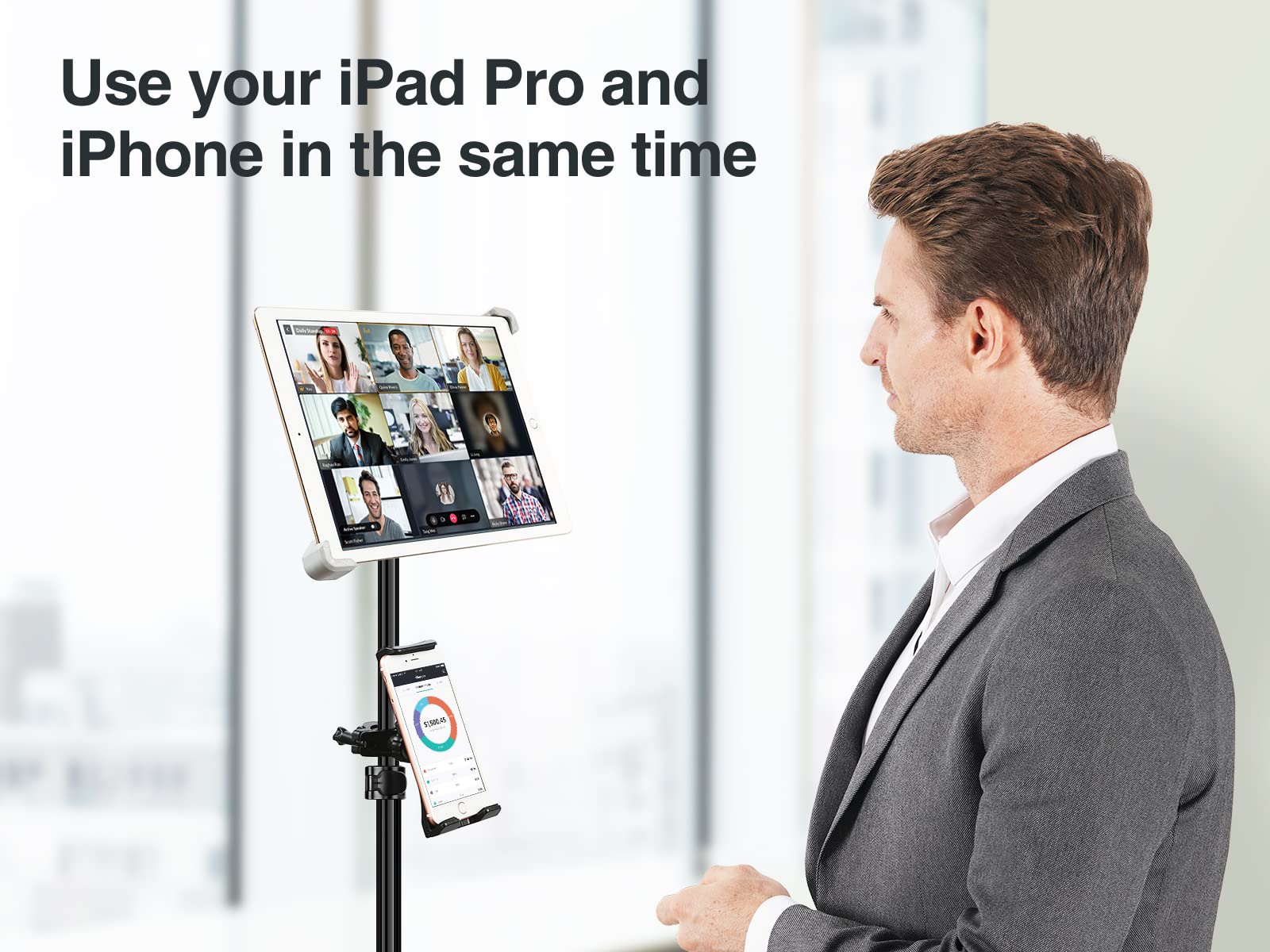 Elitehood 65-inch Adjustable iPad Tripod Stand with 360° Rotation - Compatible with iPad Pro 13/12.9/11, iPad Air & All 4-14.5 Inch Tablets - Perfect for Music, Video Calls, Live Streaming & Content Creation